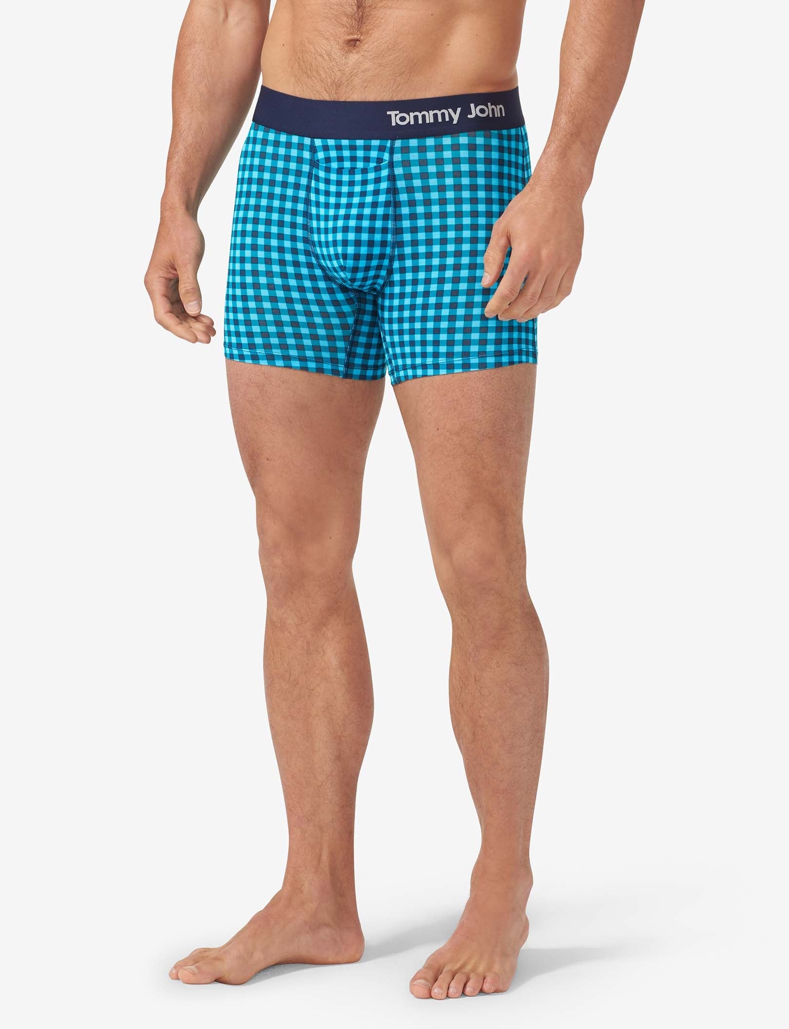 Cool Cotton Trunk 4"::Blue Atoll Harvest Gingham