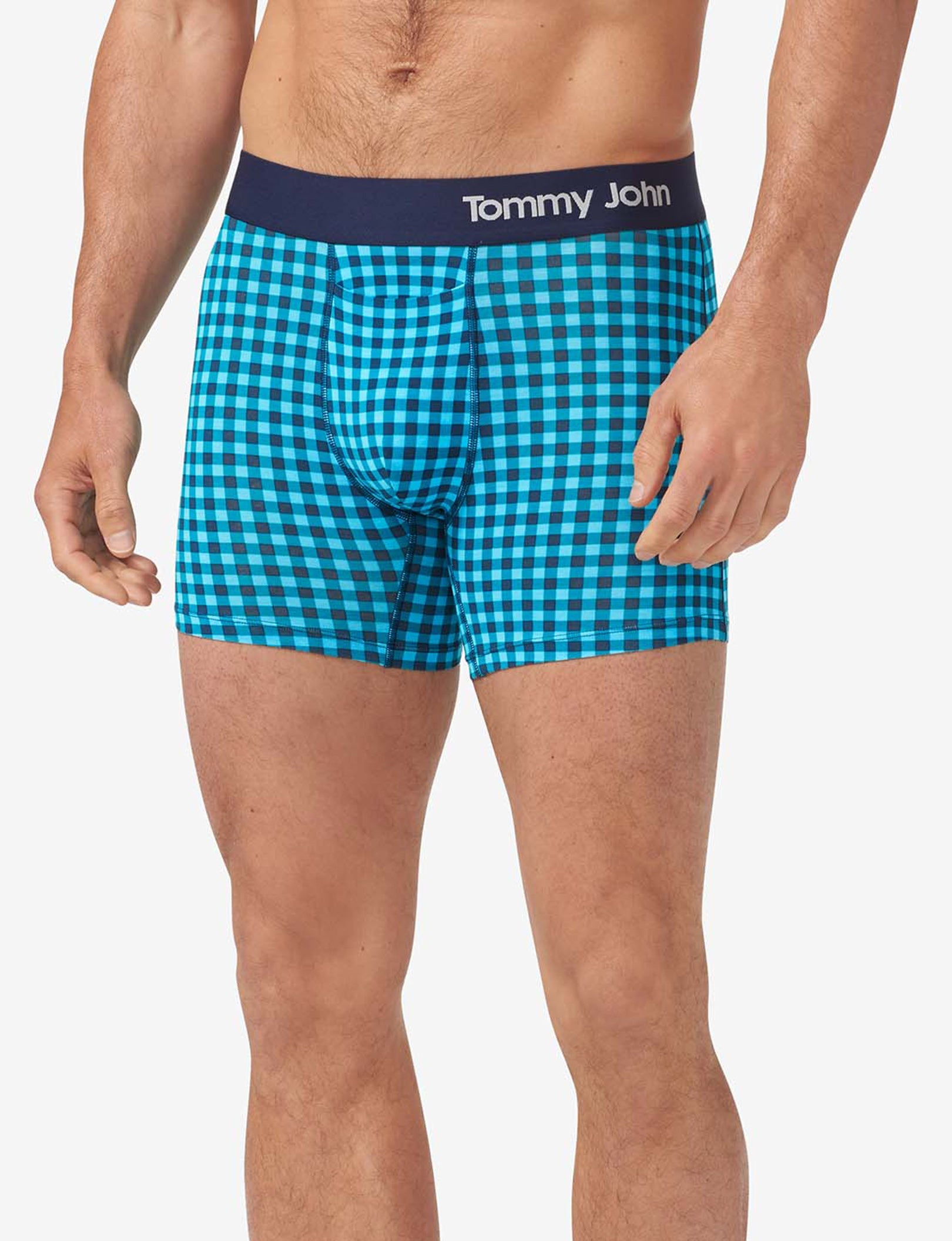 Cool Cotton Trunk 4"::Blue Atoll Harvest Gingham