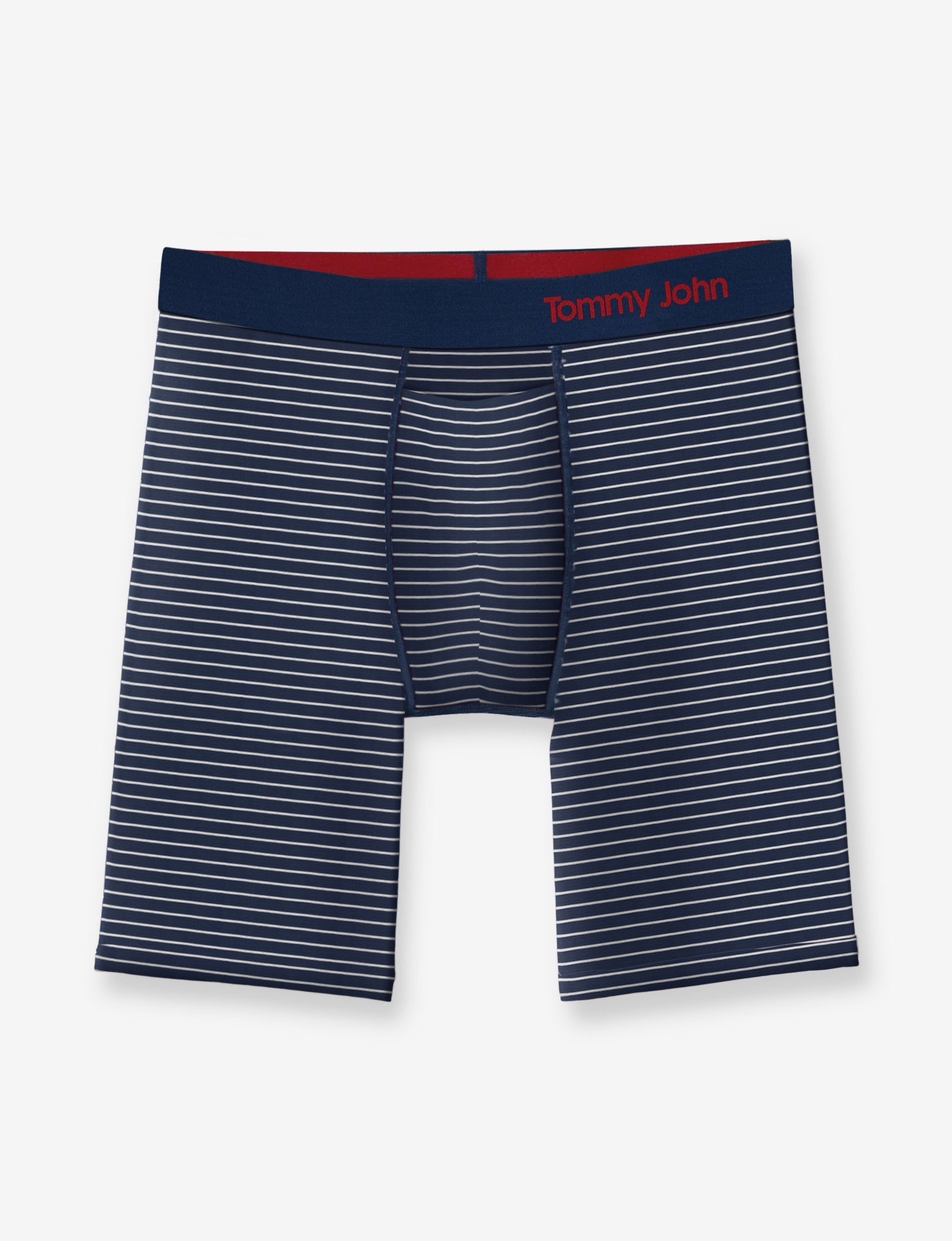 Cool Cotton Boxer Brief 8"::Navy Barber Stripe
