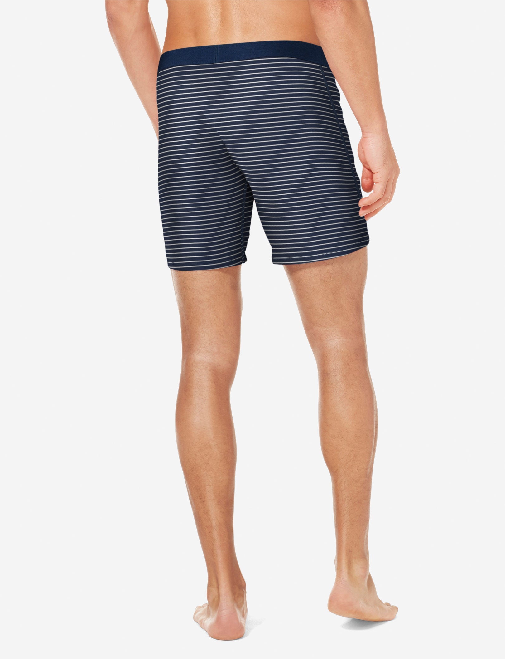 Cool Cotton Relaxed Fit Boxer 6"::Navy Barber Stripe