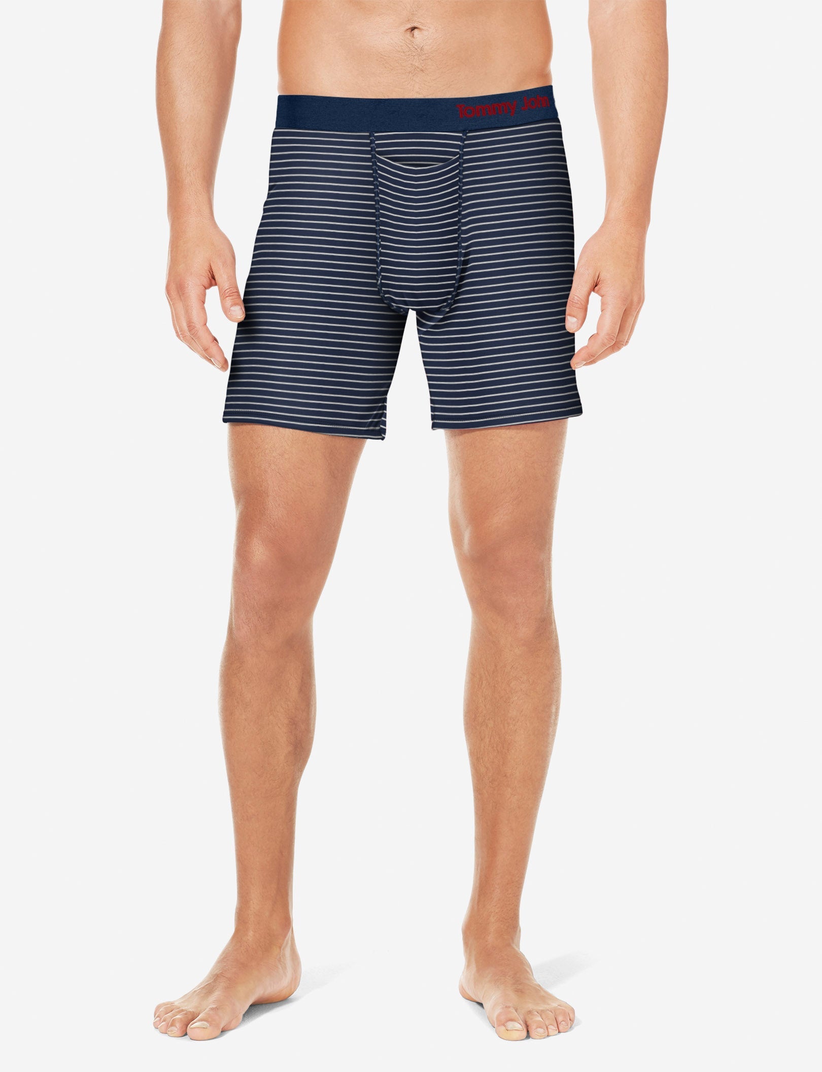 Cool Cotton Relaxed Fit Boxer 6"::Navy Barber Stripe