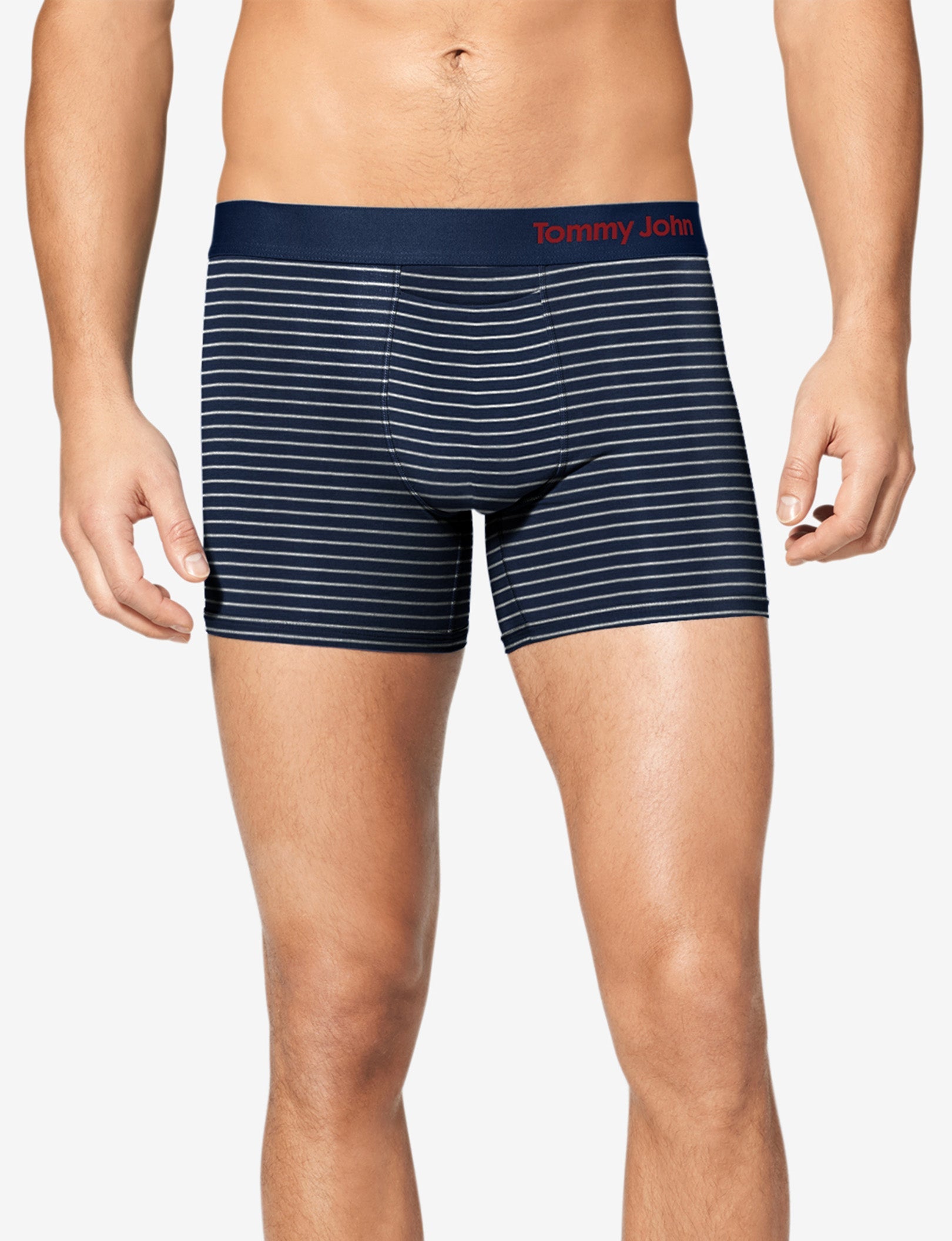 Cool Cotton Trunk 4"::Navy Barber Stripe