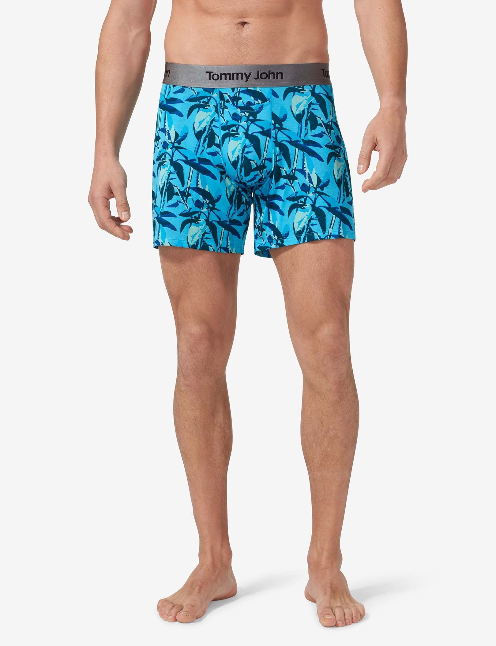 Second Skin Relaxed Fit Boxer 6"::Blue Atoll Rubber Tree