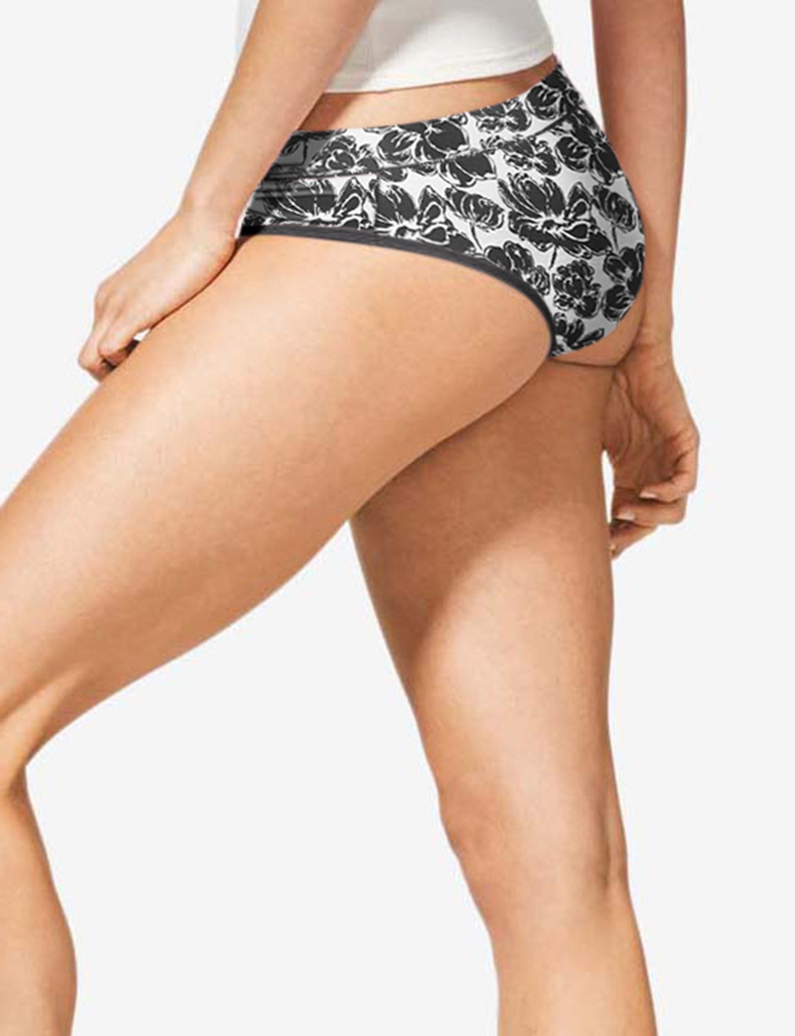Women's Second Skin Cheeky::Black Etched Floral