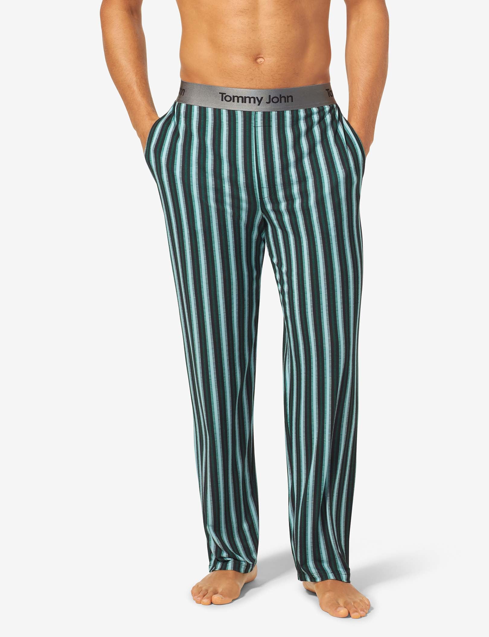Second Skin Sleep Pant::Scarab Green Fringe Stripe