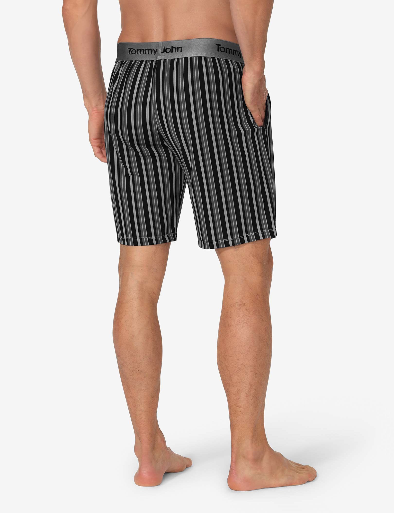 Second Skin Sleep Short::Black Multi Pinstripe