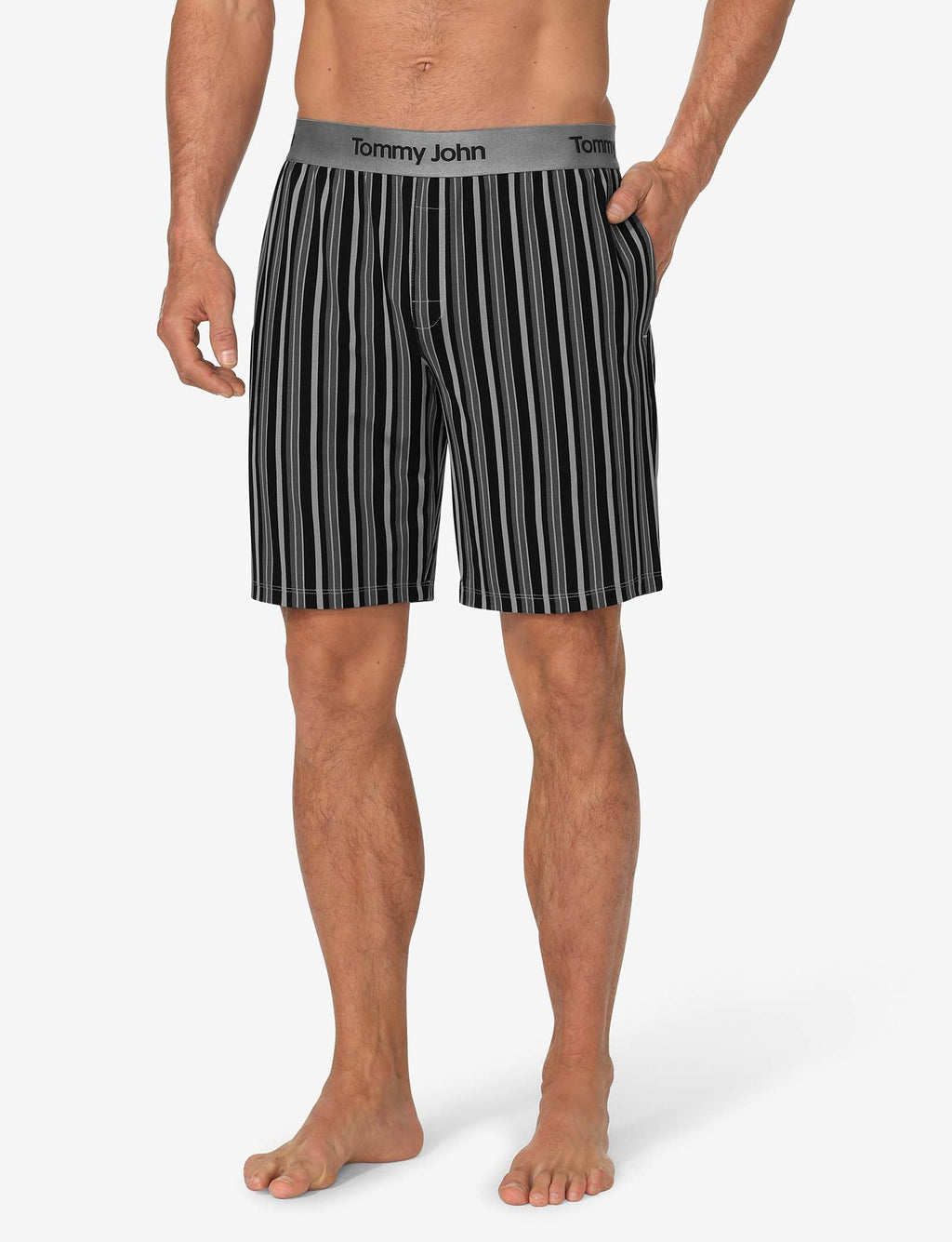 Second Skin Sleep Short::Black Multi Pinstripe
