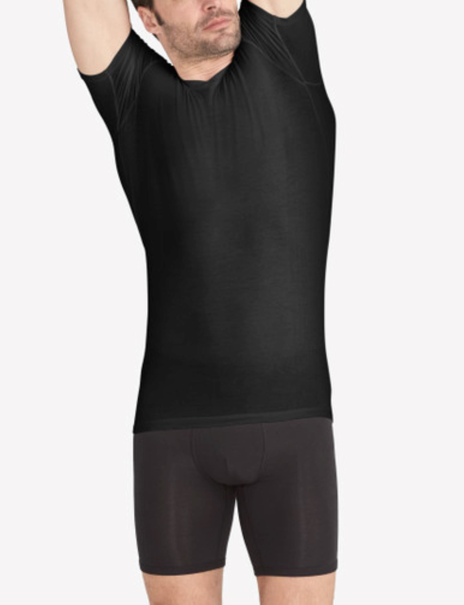 Cool Cotton High V-Neck Stay-Tucked Undershirt::Black