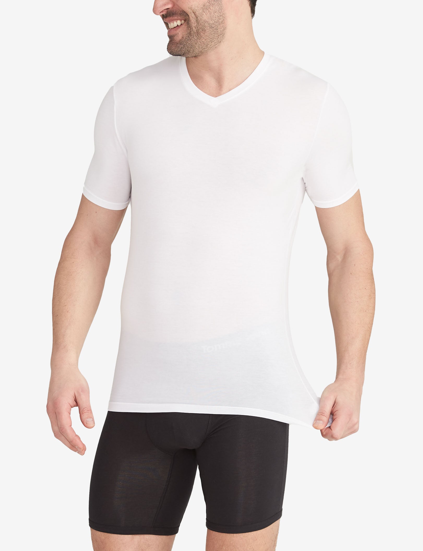 Cool Cotton High V-Neck Undershirt (3-Pack)::White