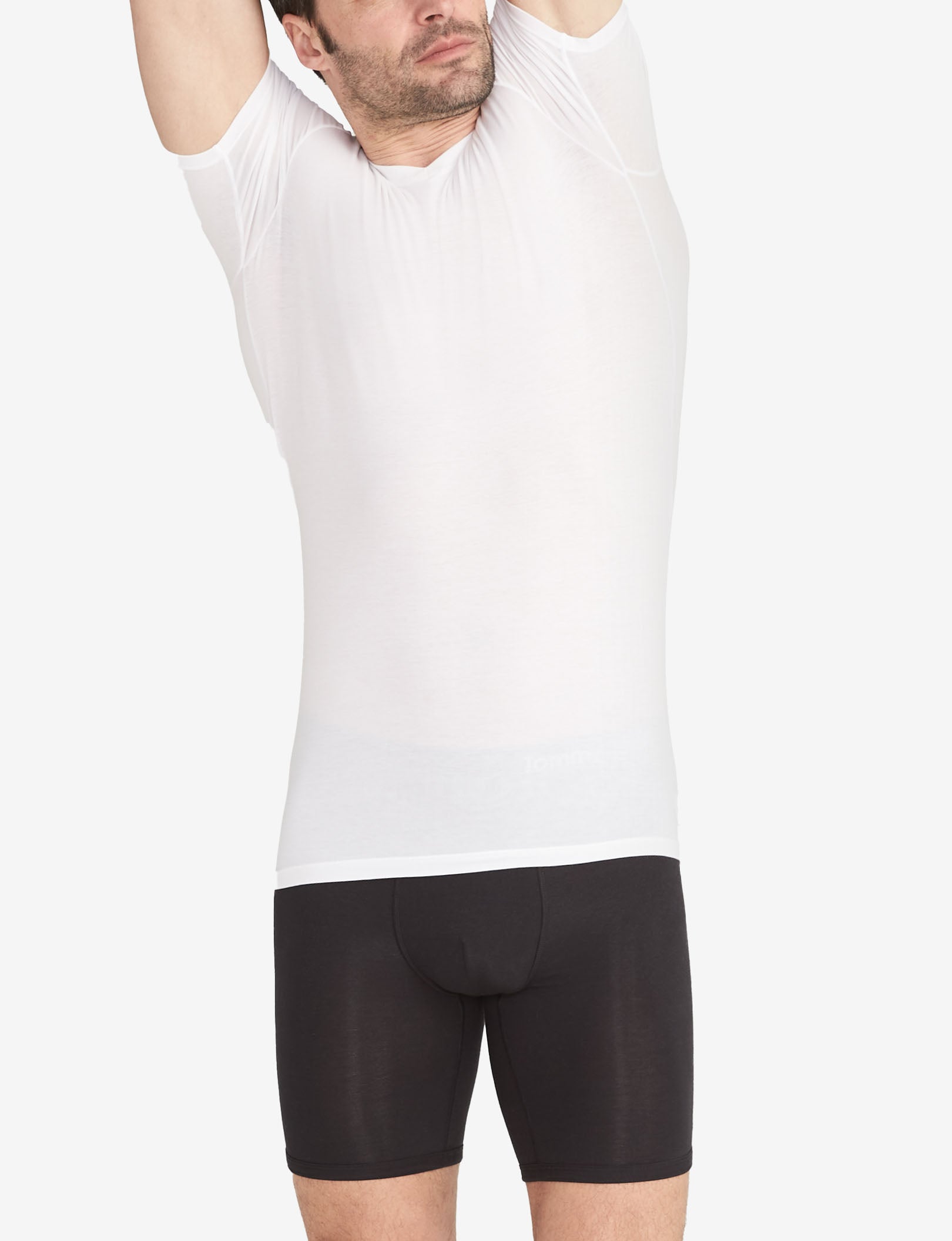 Cool Cotton High V-Neck Stay-Tucked Undershirt::White