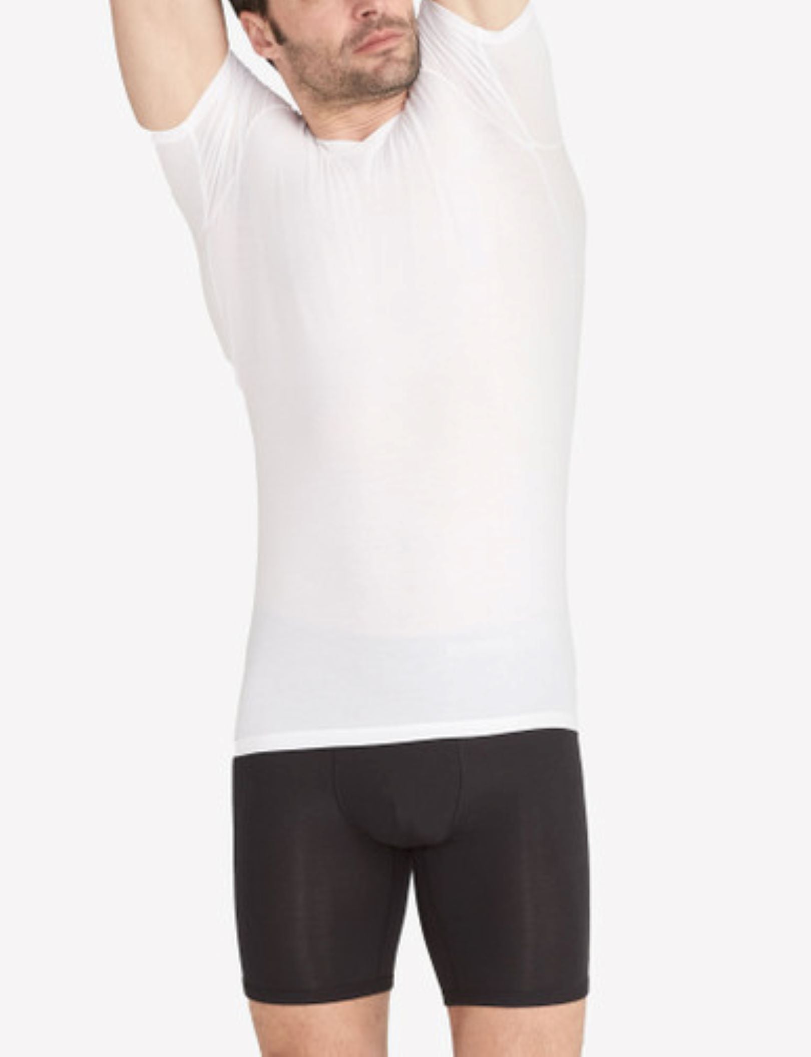 Second Skin High V-Neck Stay-Tucked Undershirt (3-Pack)::White