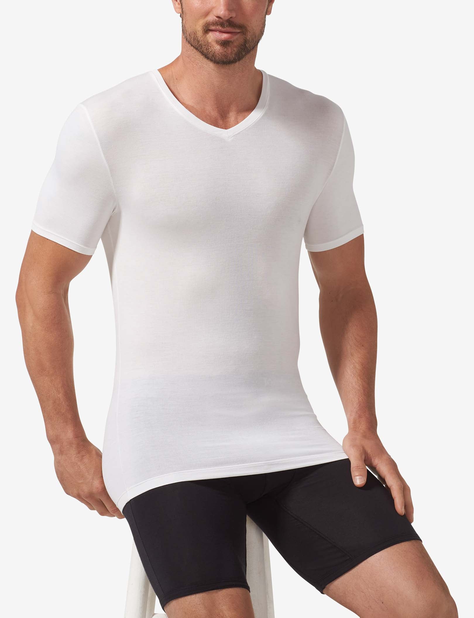 Second Skin High V-Neck Undershirt Starter Pack::White