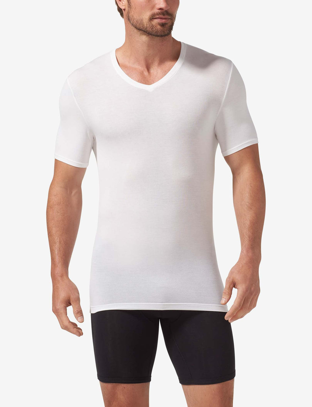 Second Skin High V-Neck Stay-Tucked Undershirt (3-Pack)::White
