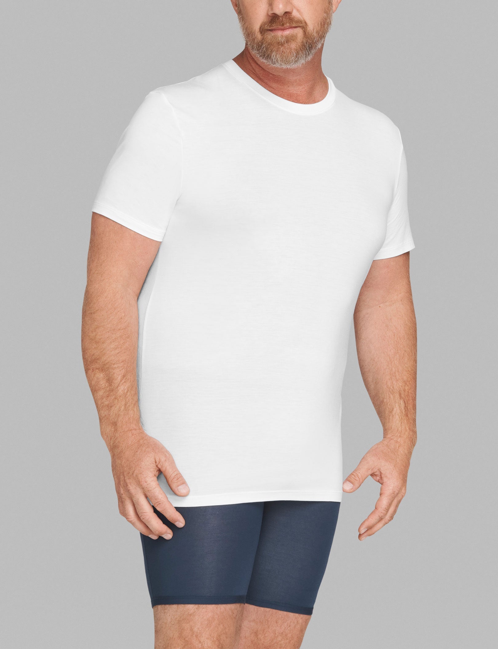 Second Skin Crew Neck Stay-Tucked Undershirt::White