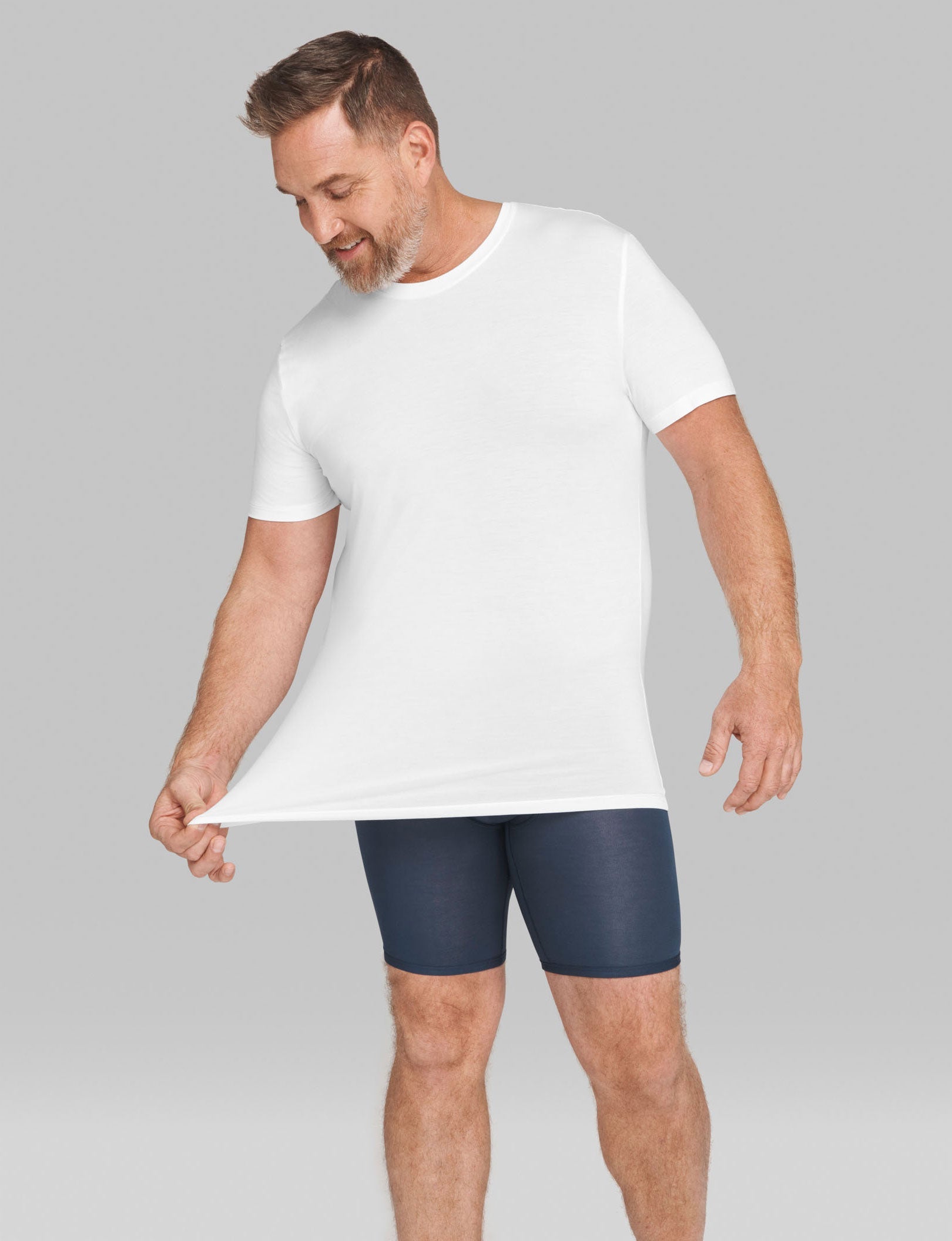 Second Skin Crew Neck Stay-Tucked Undershirt::White