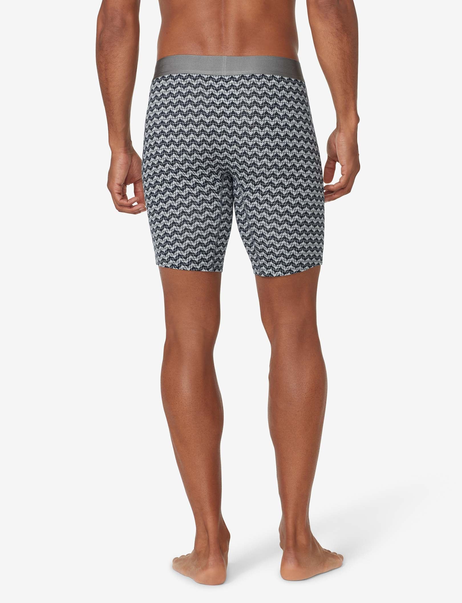 Cool Cotton Boxer Brief 8"::Heathered Chevron Heart