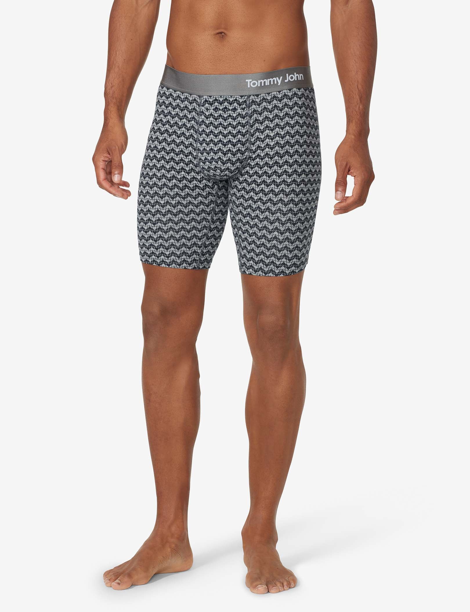 Cool Cotton Boxer Brief 8"::Heathered Chevron Heart