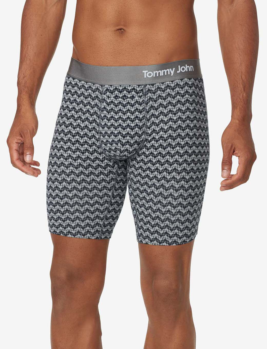 Cool Cotton Boxer Brief 8"::Heathered Chevron Heart