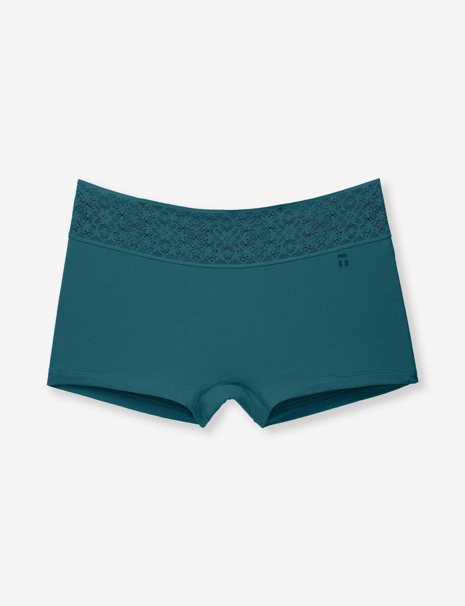 Women's Cool Cotton Boyshort, Lace Waist::Mediterranea Lace Waist