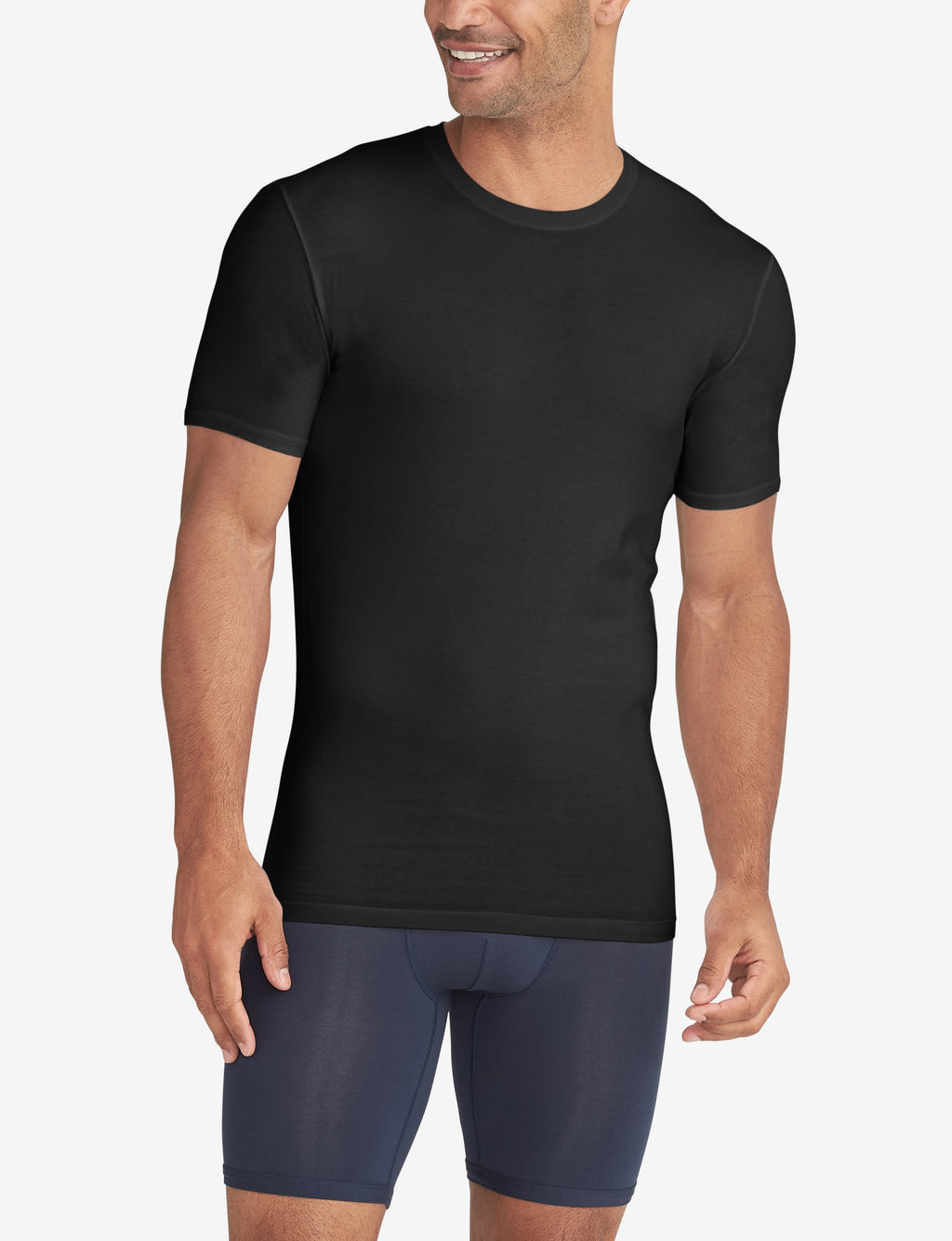 Cool Cotton Crew Neck Stay-Tucked Undershirt::Black