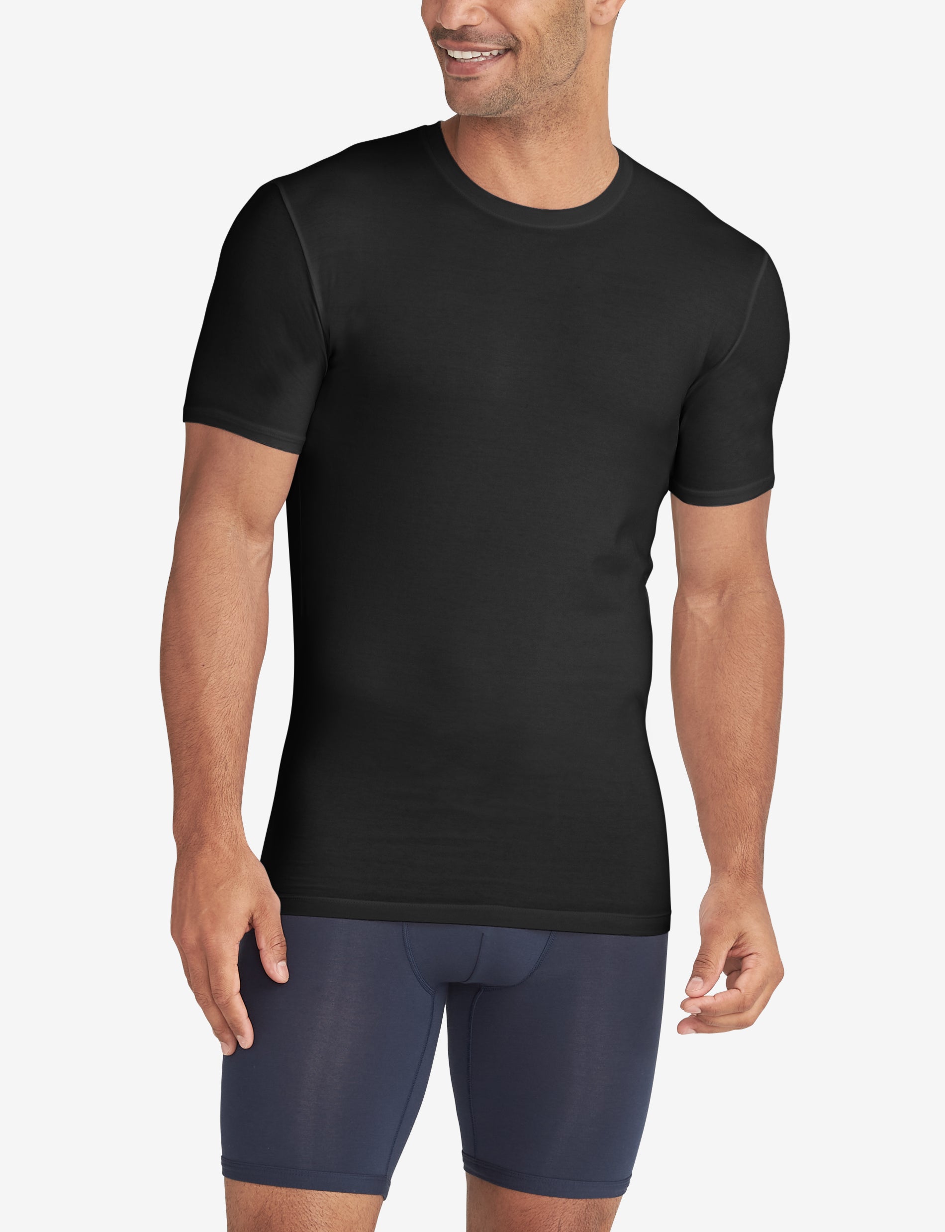 Cool Cotton Crew Neck Stay-Tucked Undershirt::Black
