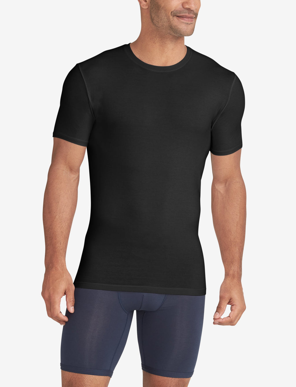 Cool Cotton Crew Neck Stay-Tucked Undershirt::Black