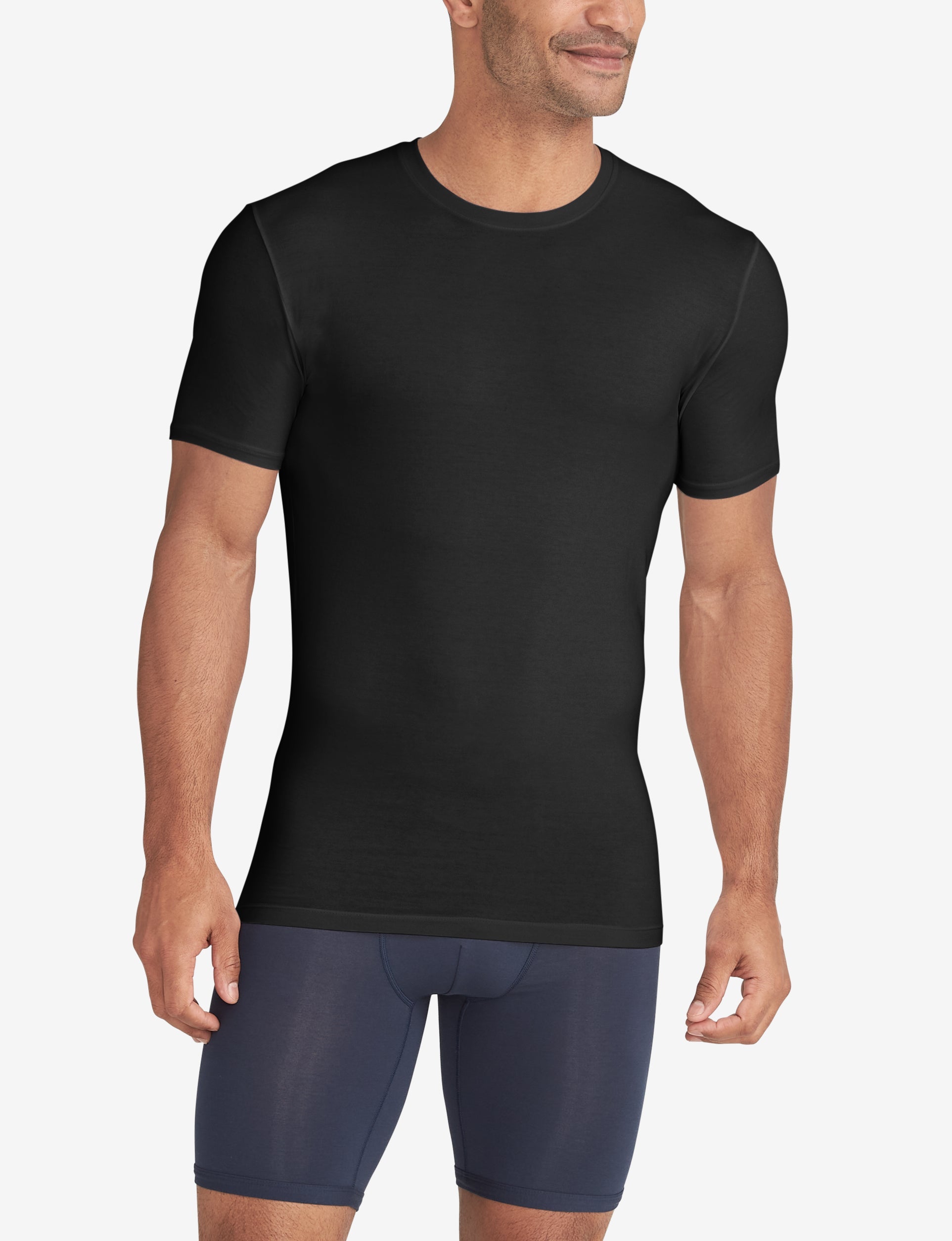 Cool Cotton Crew Neck Stay-Tucked Undershirt::Black