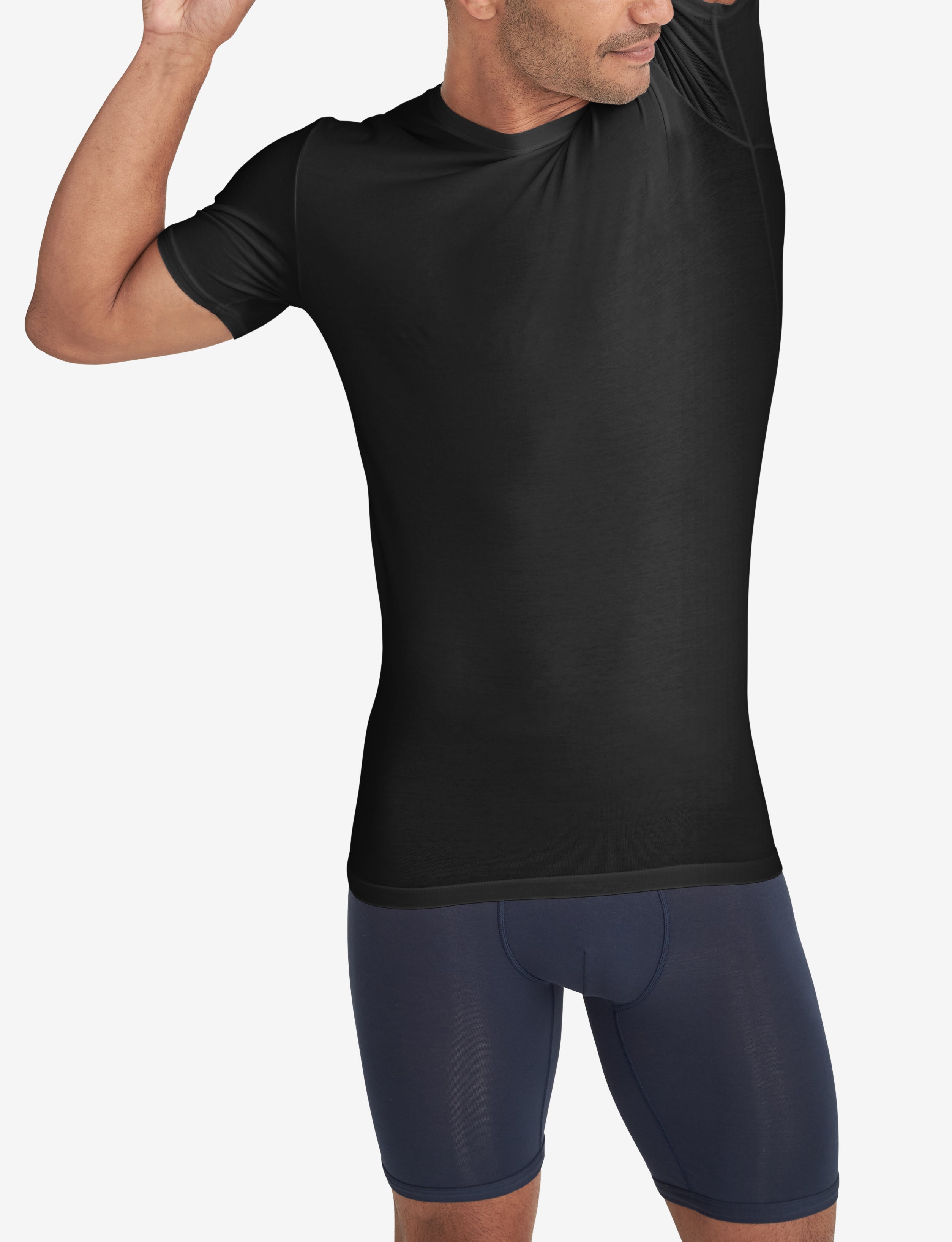 Cool Cotton Crew Neck Stay-Tucked Undershirt::Black