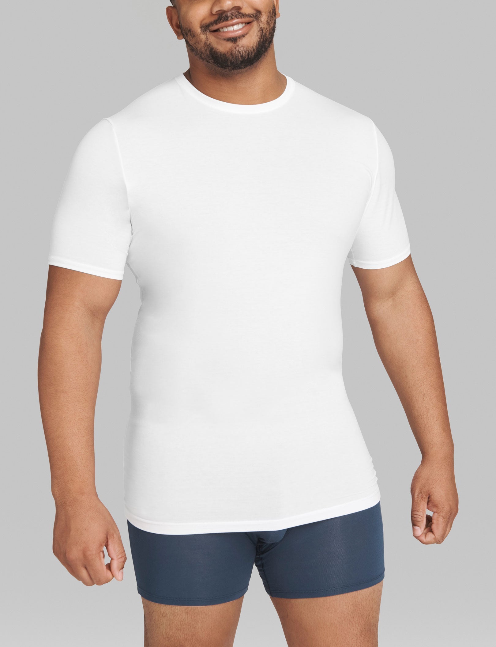 Cool Cotton Crew Neck Stay-Tucked Undershirt::White
