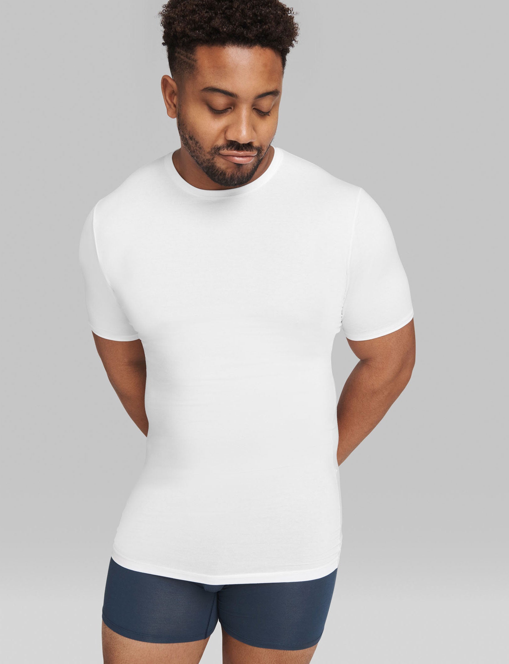 Cool Cotton Crew Neck Stay-Tucked Undershirt::White