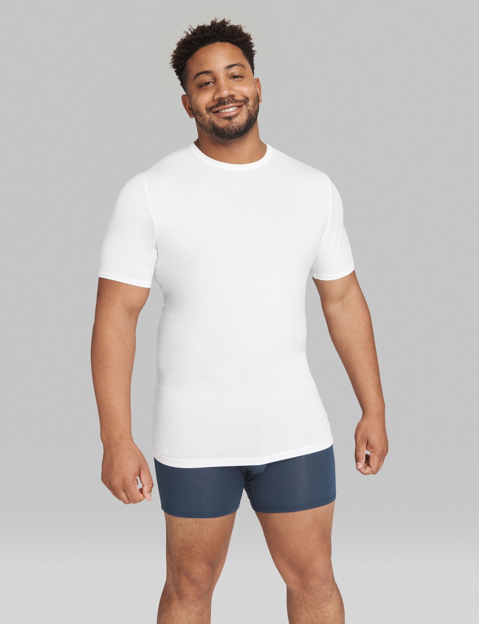 Cool Cotton Crew Neck Stay-Tucked Undershirt::White