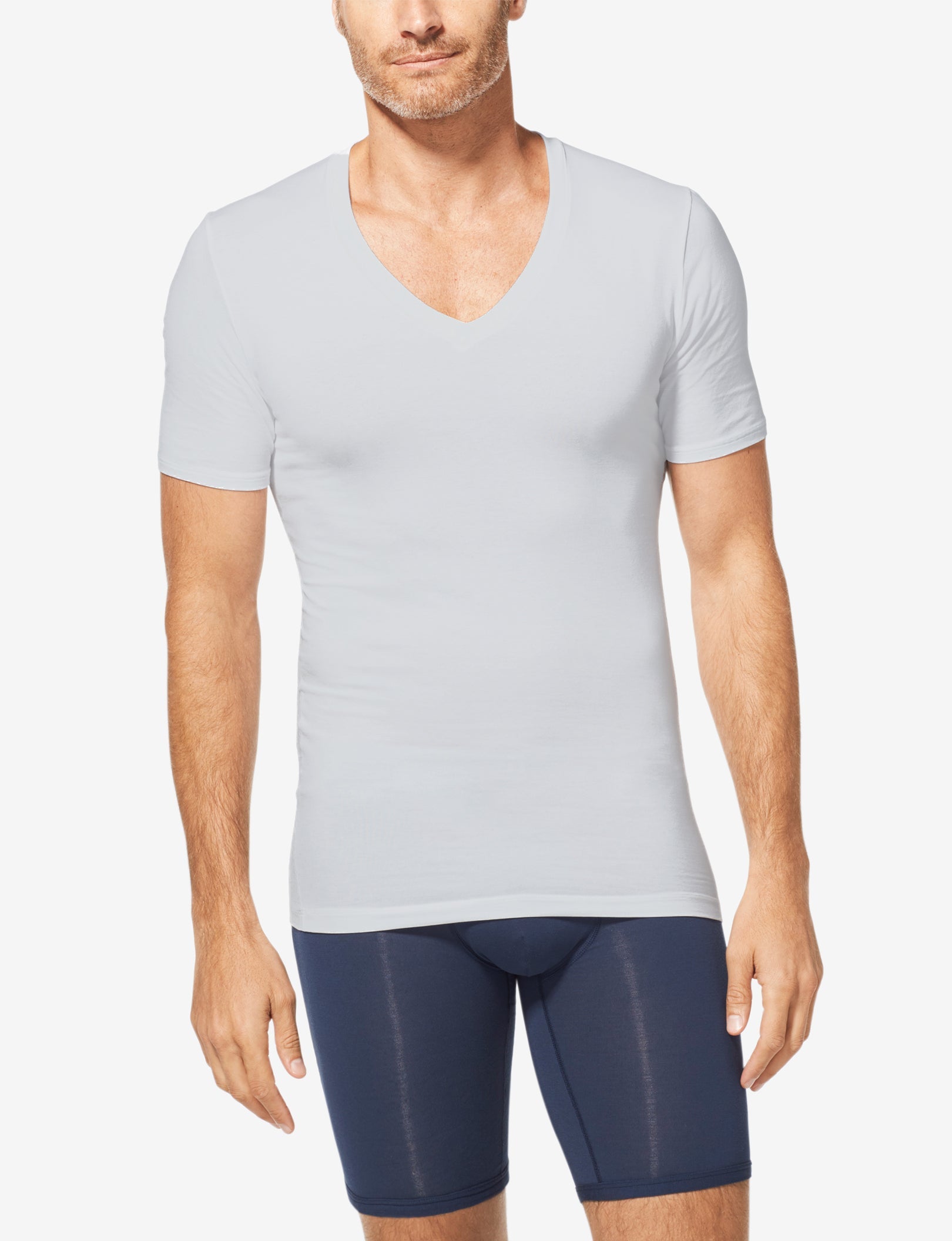 Cool Cotton Deep V-Neck Stay-Tucked Undershirt::Grey