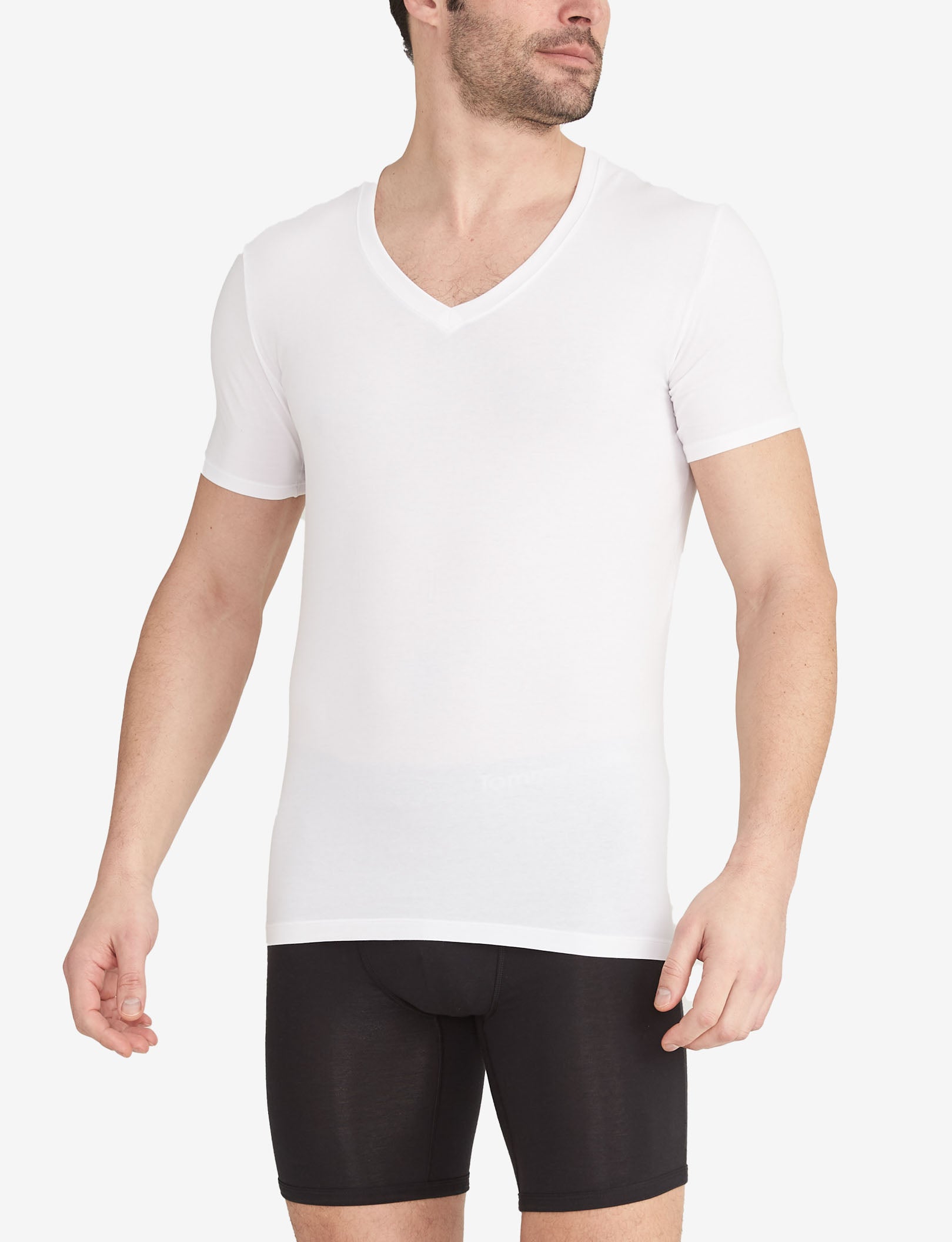 Cool Cotton Deep V-Neck Undershirt (3-Pack)::White
