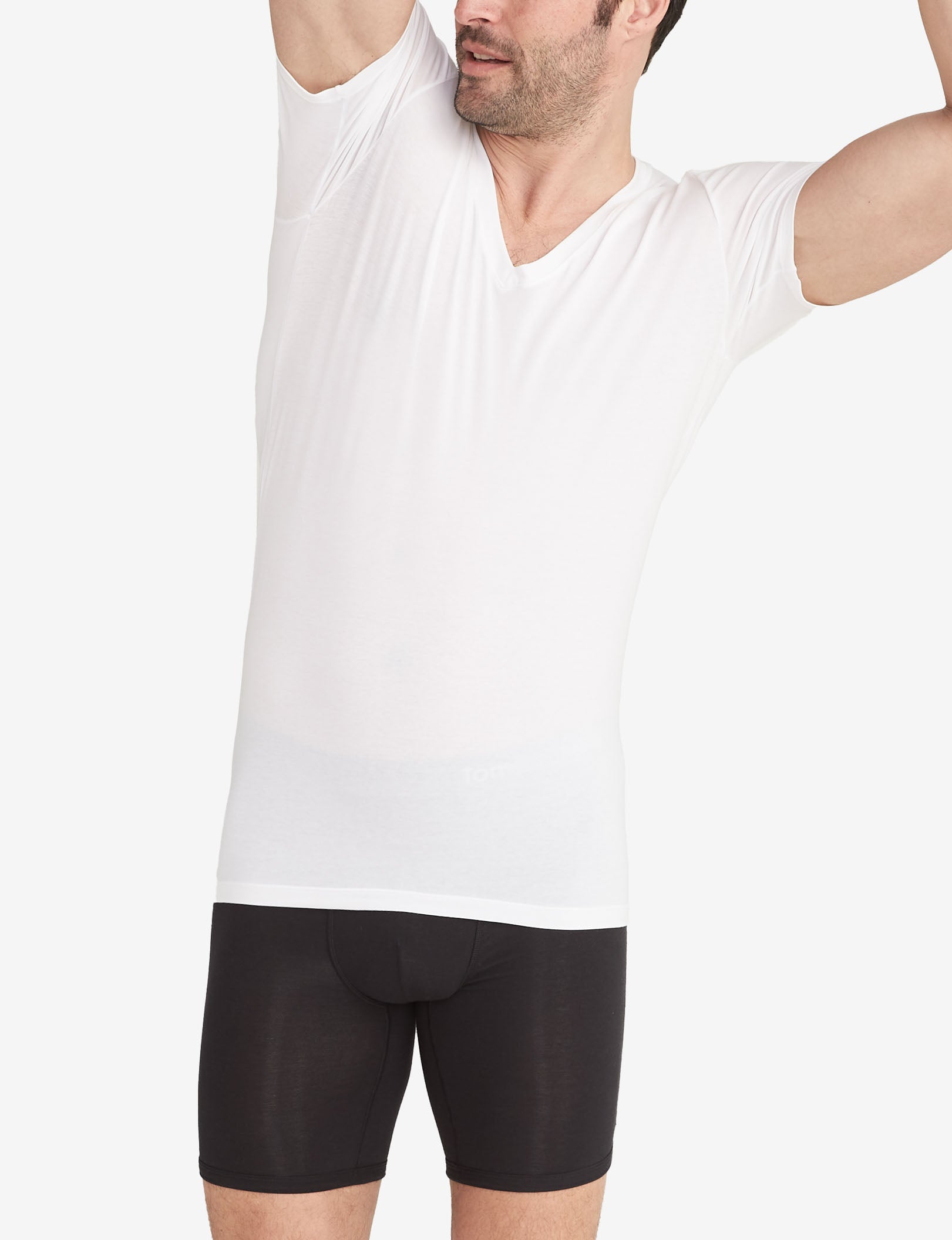 Cool Cotton Deep V-Neck Undershirt (3-Pack)::White