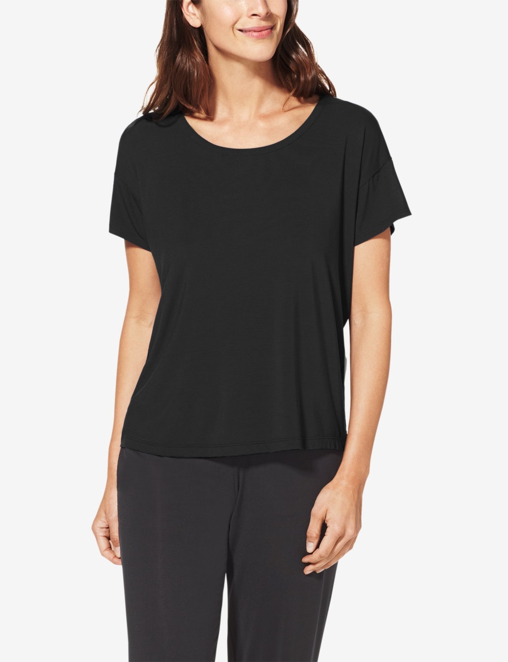 Women's Second Skin Sleep Tee & Pant Basic Set::Black
