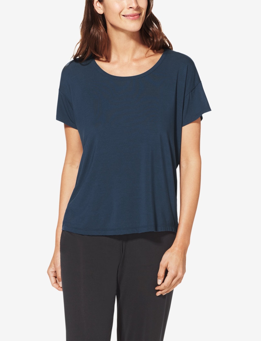 Women's Second Skin Sleep Tee & Pant Basic Set::Dress Blues