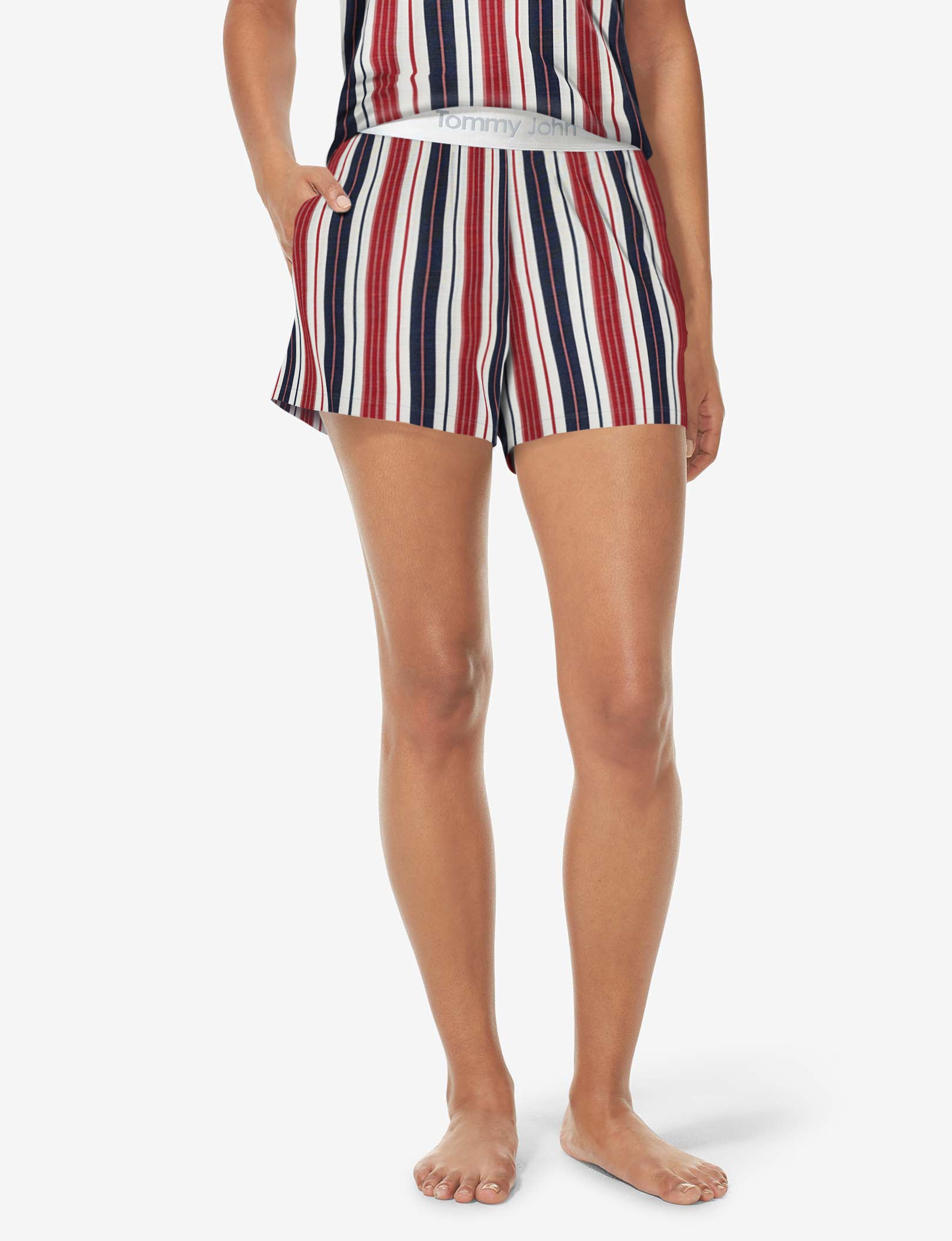 Women's Second Skin Sleep Short::July Pinstripe