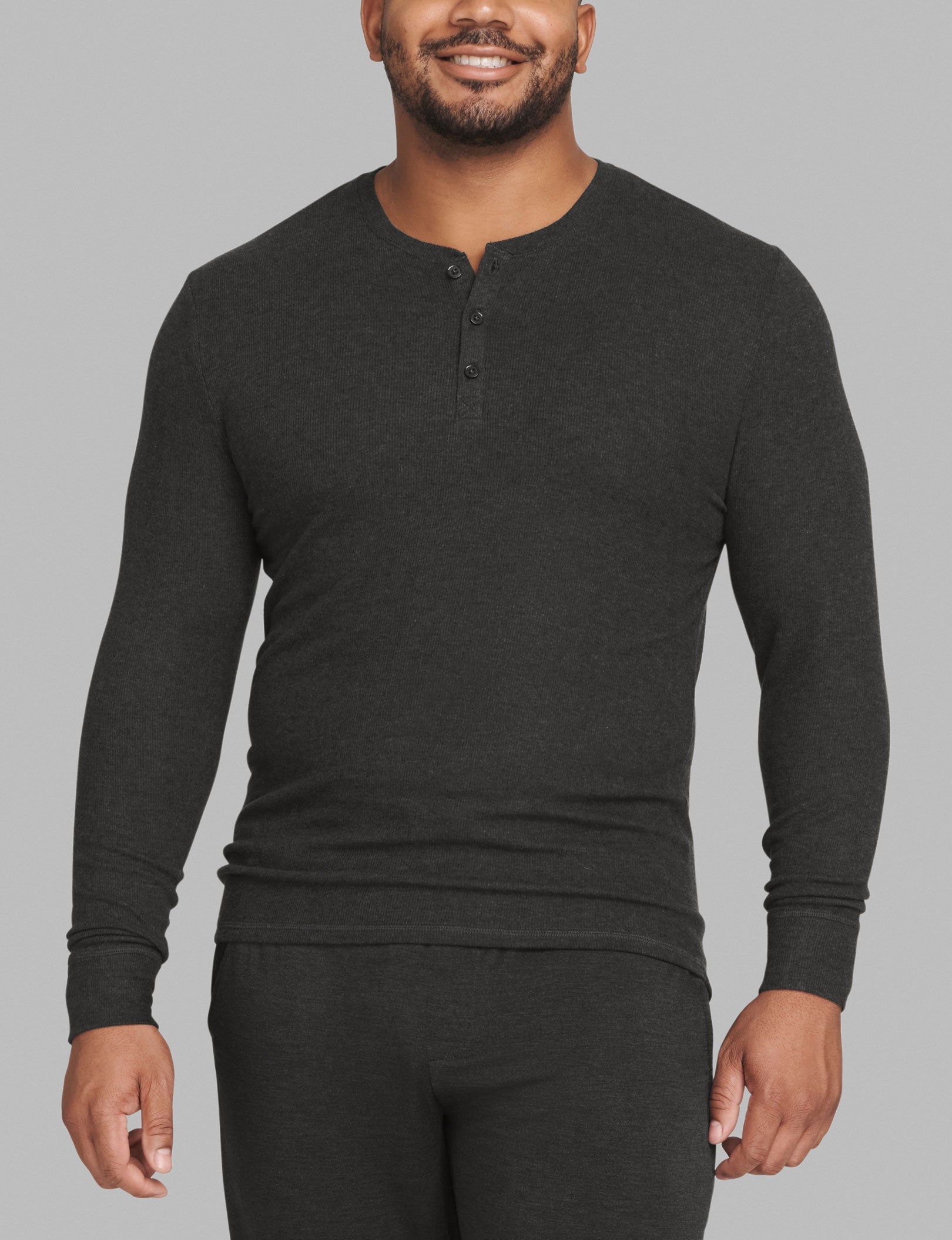 Lounge Henley::Charcoal Heather