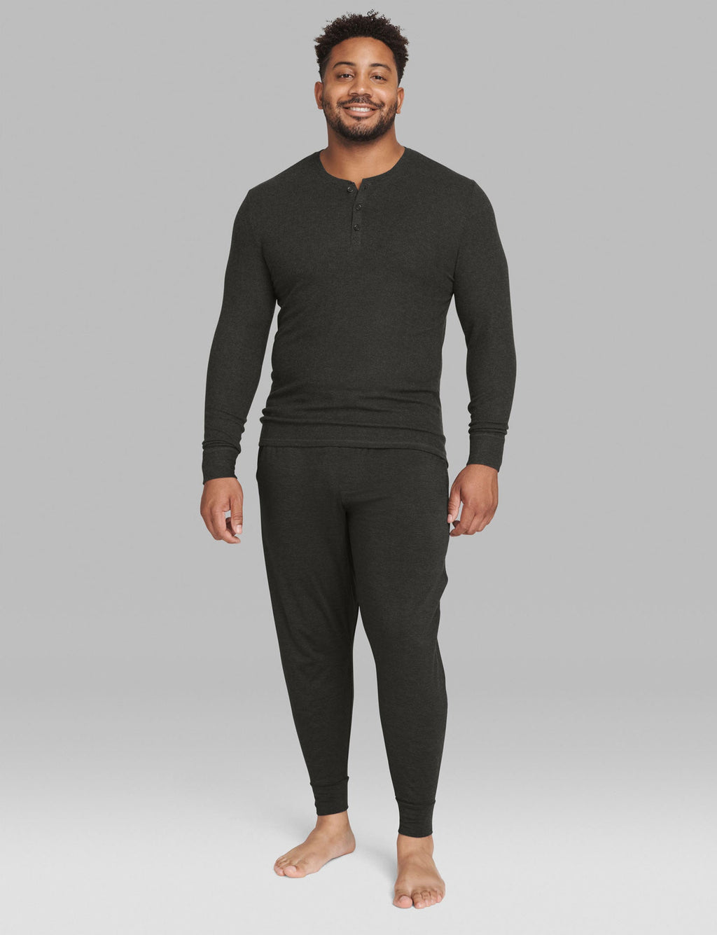 Lounge Henley & Jogger Set::Charcoal Heather