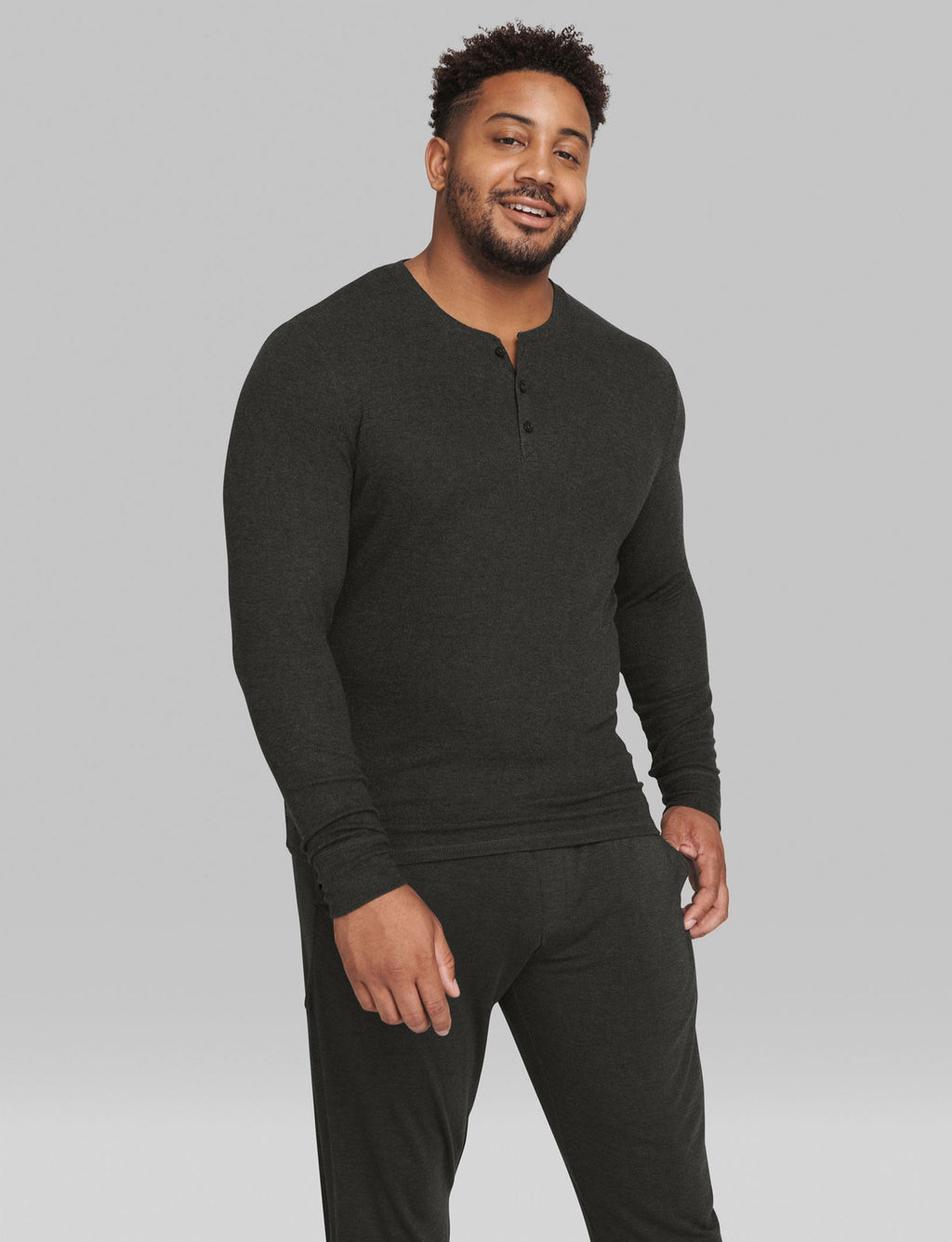 Lounge Henley::Charcoal Heather