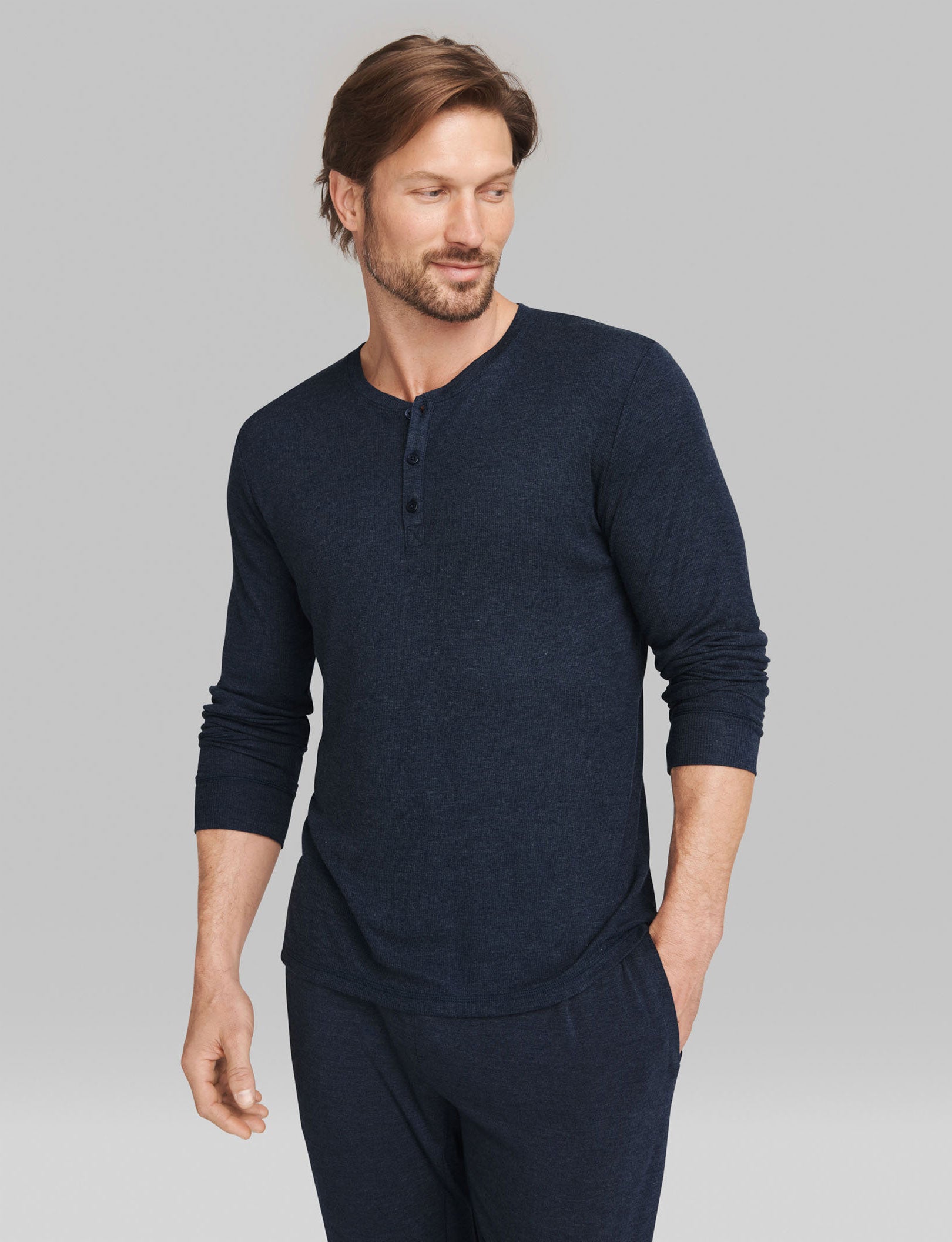 Lounge Henley::Dress Blues Heather