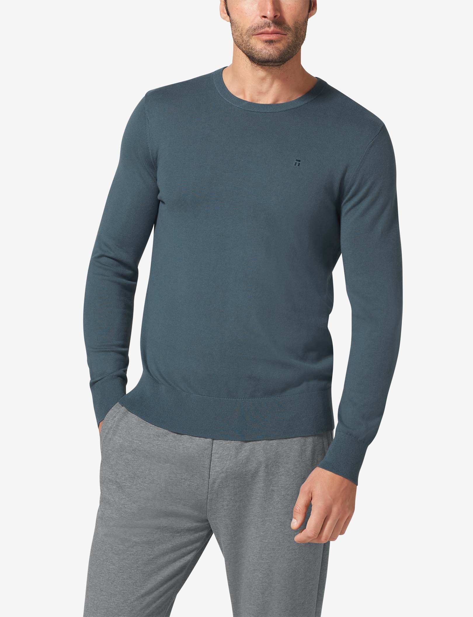 Second Skin Crew Neck Knit Sweater::Orion Blue