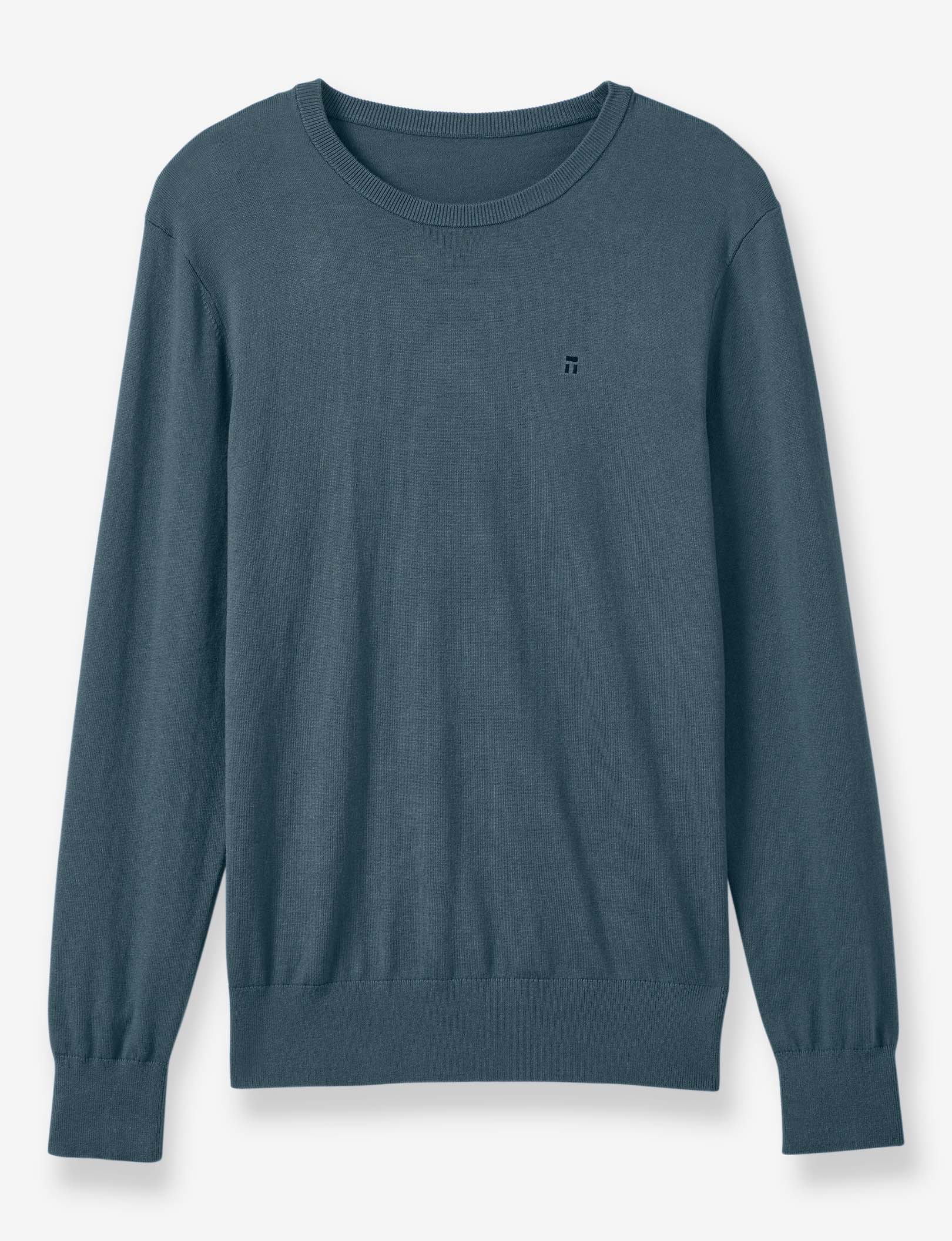 Second Skin Crew Neck Knit Sweater::Orion Blue