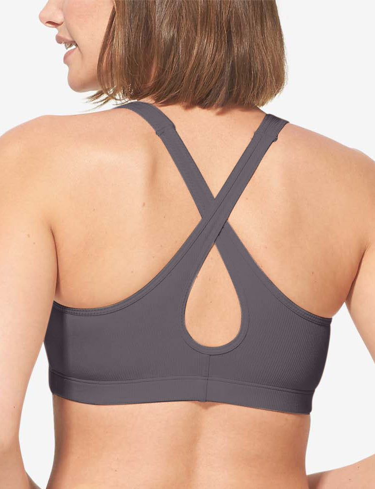 Second Skin Micro Rib Cross-Back Scoop Bralette::Rabbit Micro Rib