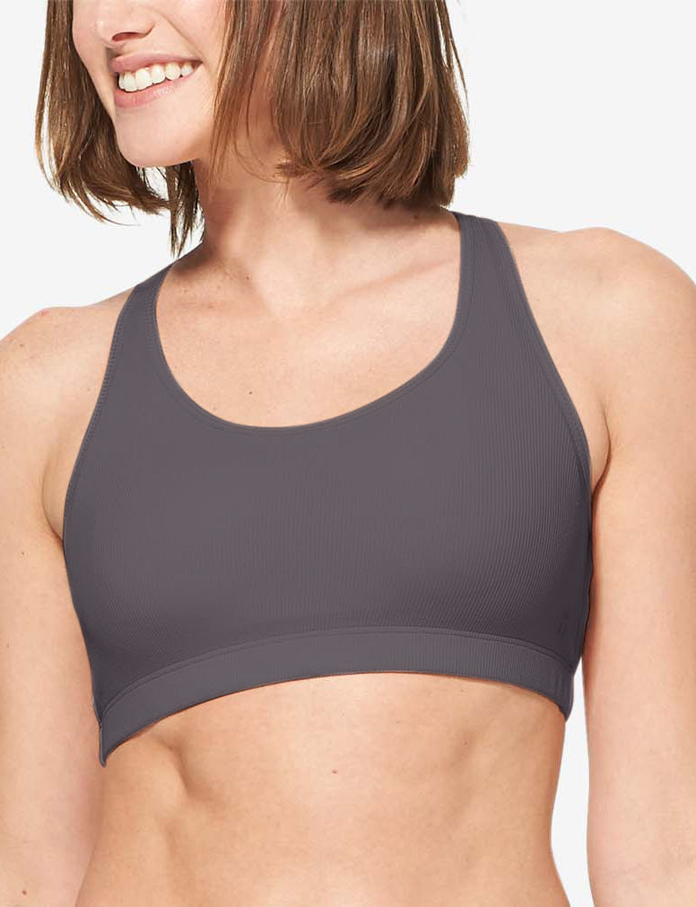 Second Skin Micro Rib Cross-Back Scoop Bralette::Rabbit Micro Rib