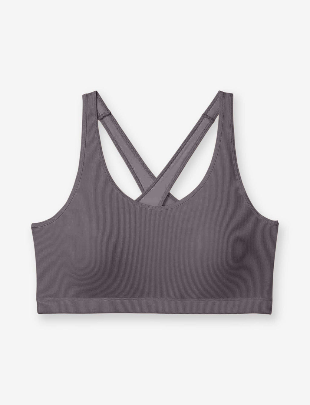 Second Skin Micro Rib Cross-Back Scoop Bralette::Rabbit Micro Rib