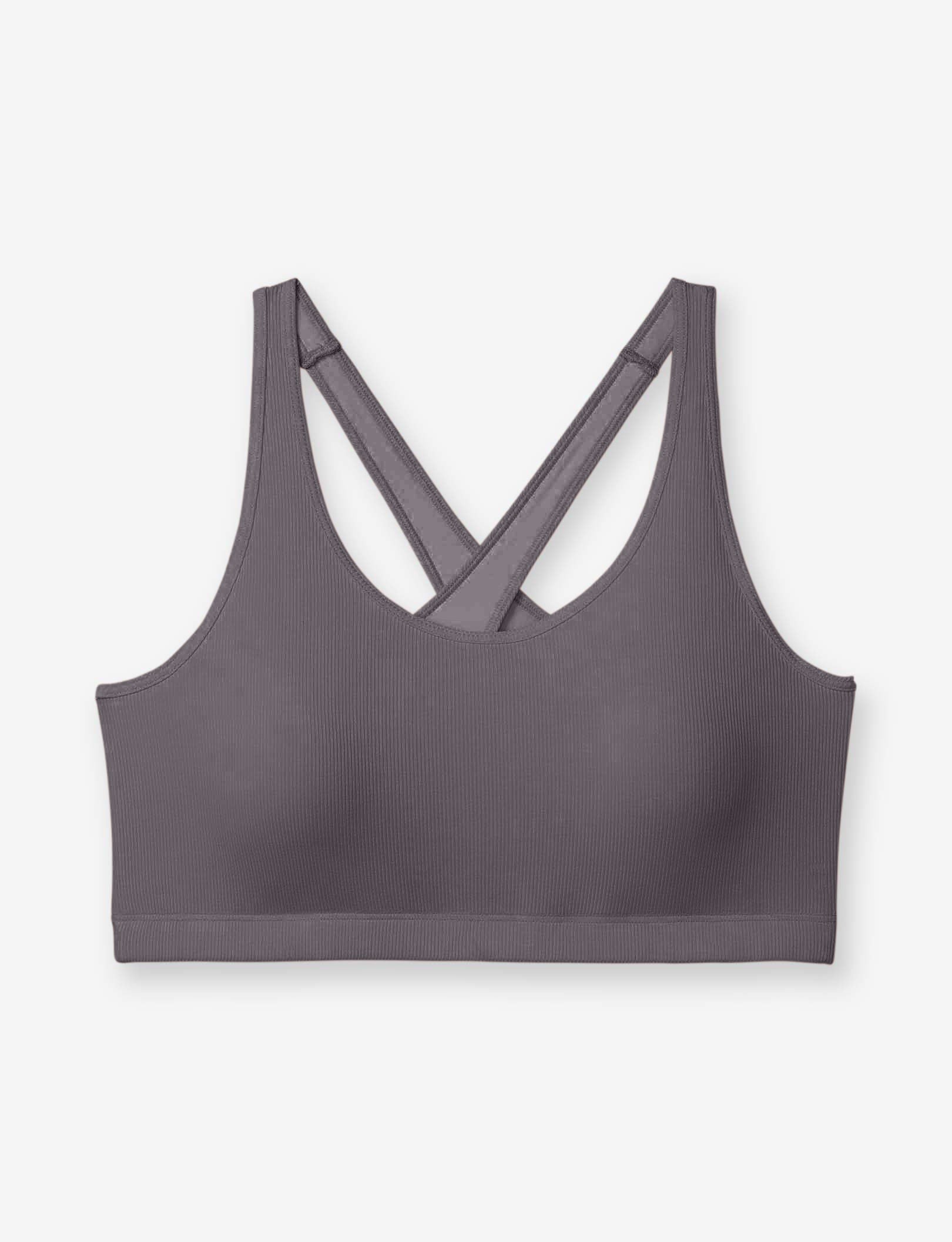 Second Skin Micro Rib Cross-Back Scoop Bralette::Rabbit Micro Rib