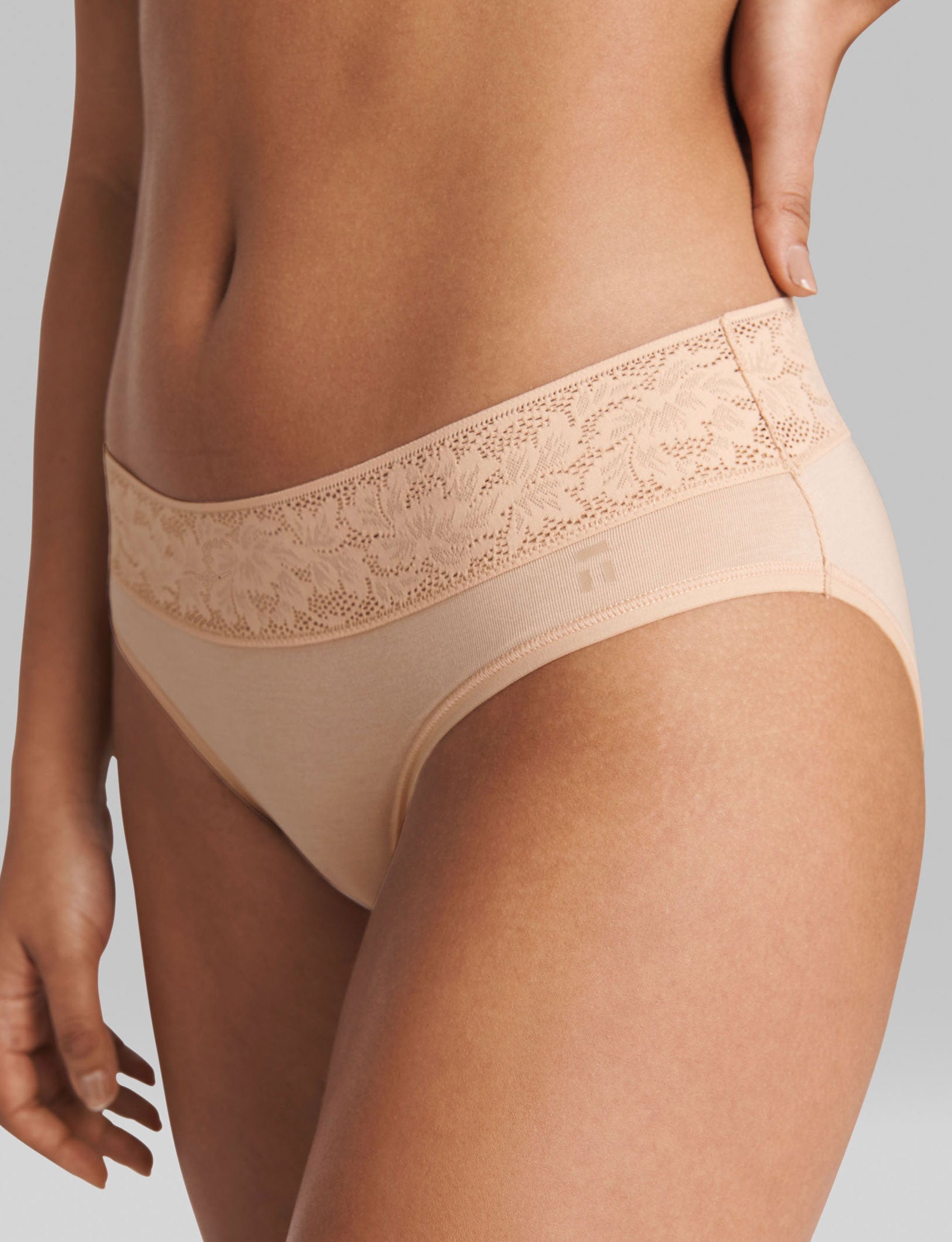 Women's Second Skin Brief, Lace Waist (3-Pack)::Black/Maple Sugar/Soft Pink