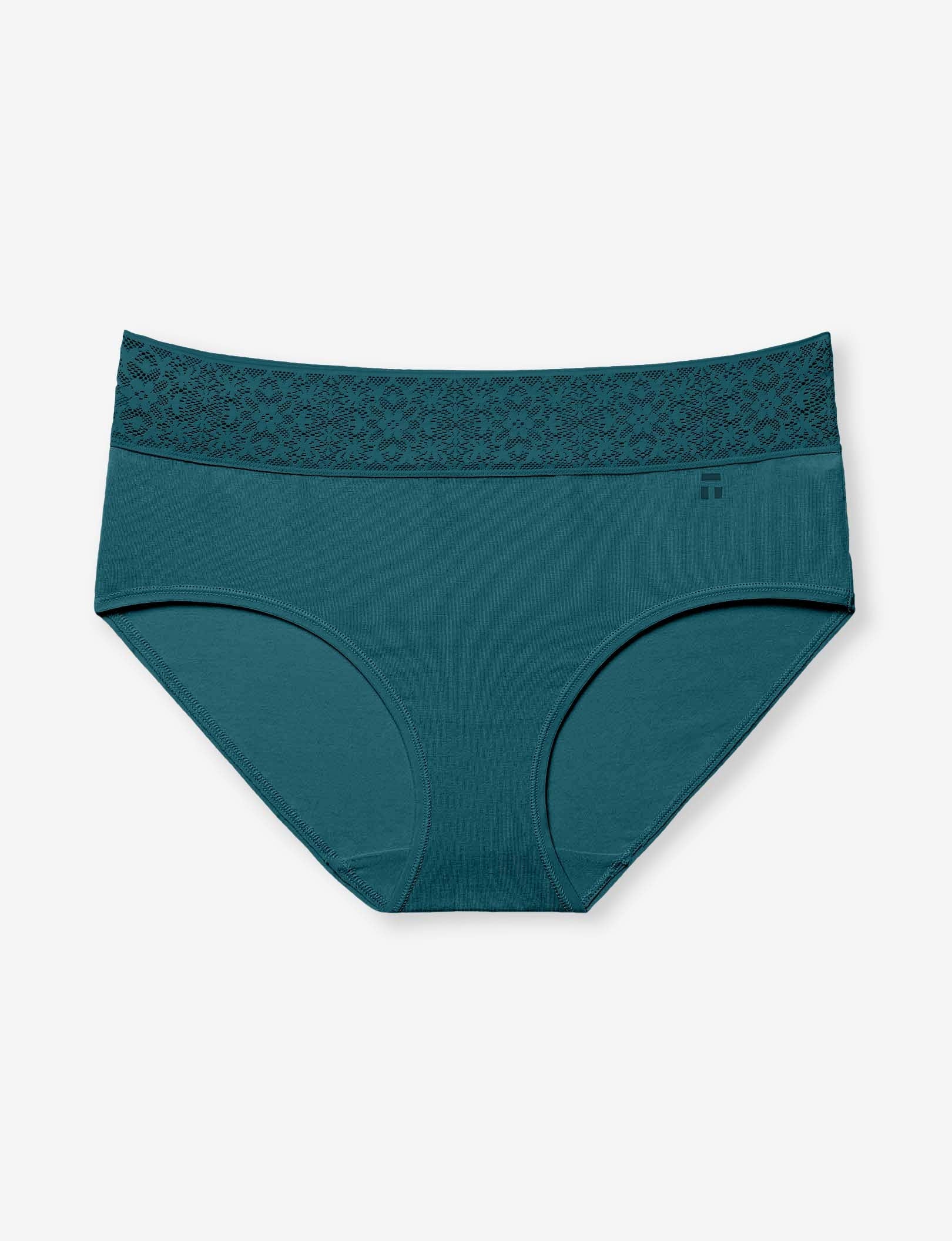 Women's Cool Cotton High Rise Brief, Lace Waist::Mediterranea Lace Waist