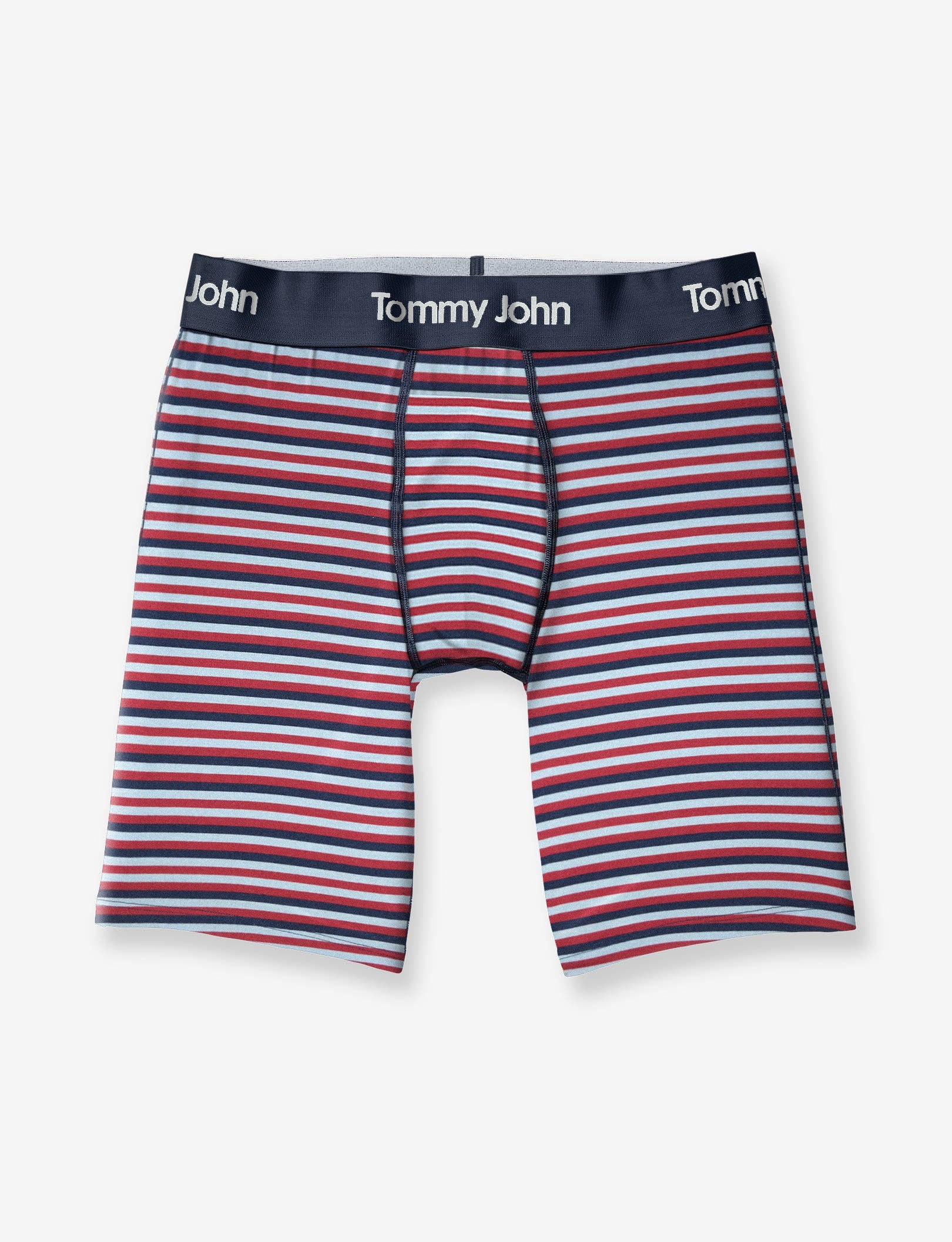 Second Skin Boxer Brief 8"::Cashmere Blue Globe Stripe